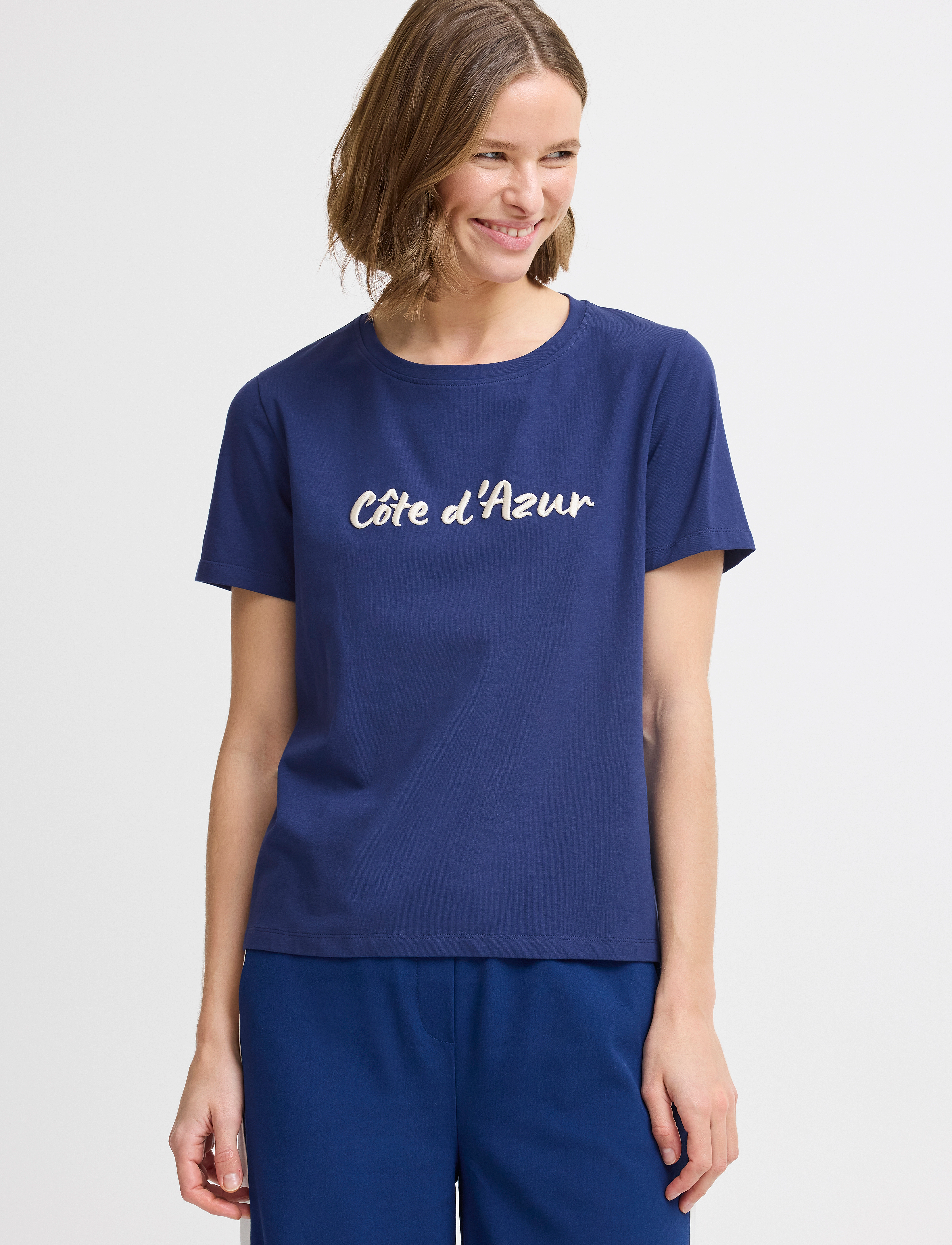 b.young BYPANDINNA EMB TSHIRT - - T-särgid ja alussärgid - MEDIEVAL BLUE / navy