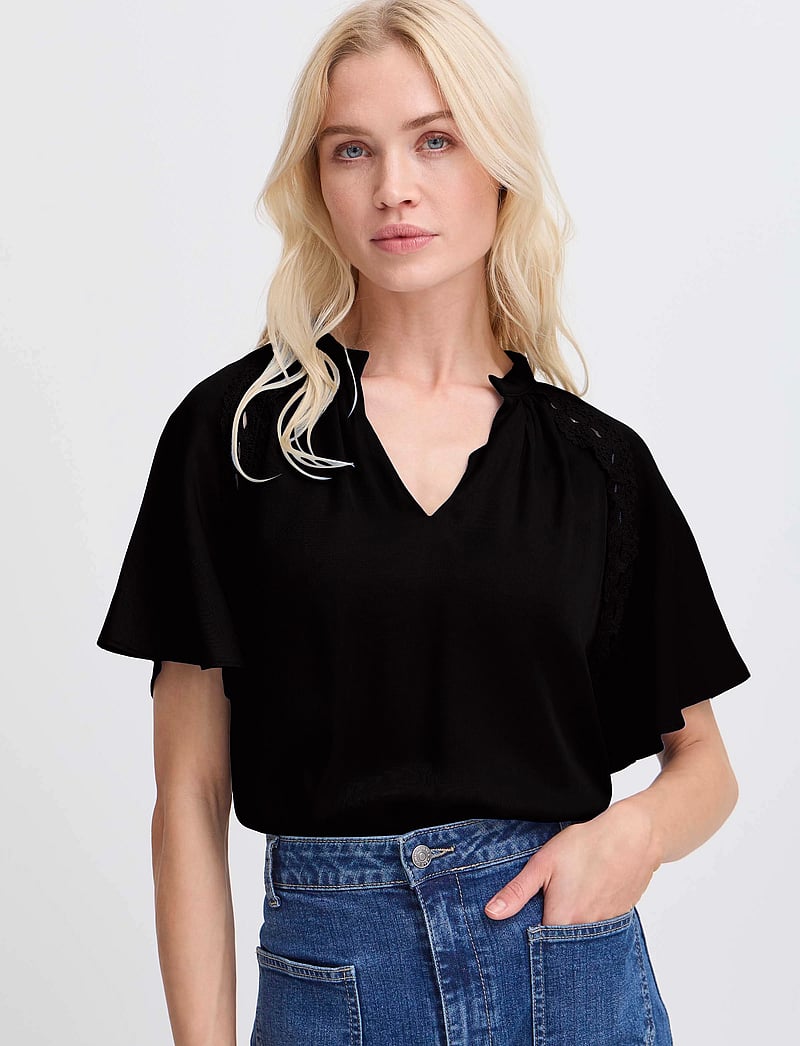 b.young - BYHACCA BLOUSE - - blouses met korte mouwen - black - 0