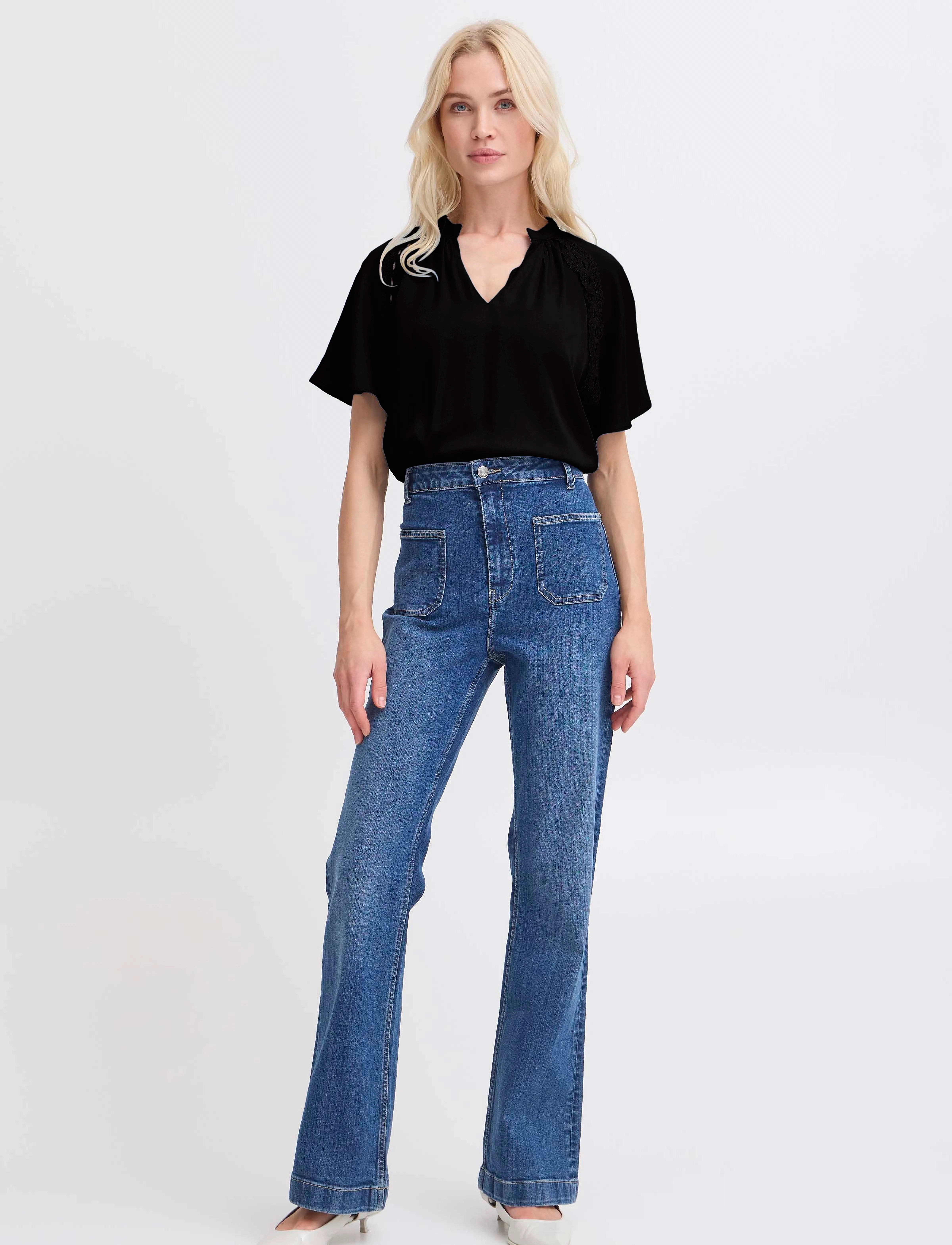 b.young - BYHACCA BLOUSE - - blūzes ar īsām piedurknēm - black - 5
