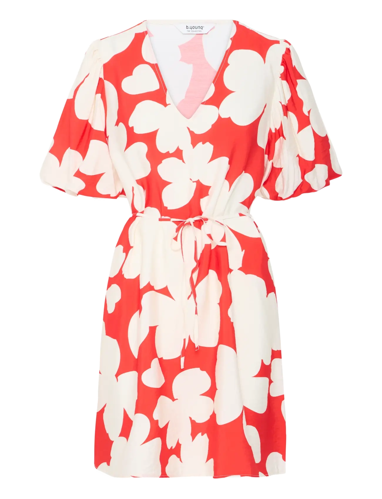 b.young BYIBINE SHORT DRESS 6 - - Tøj - FLAME FLOWER MIX / red