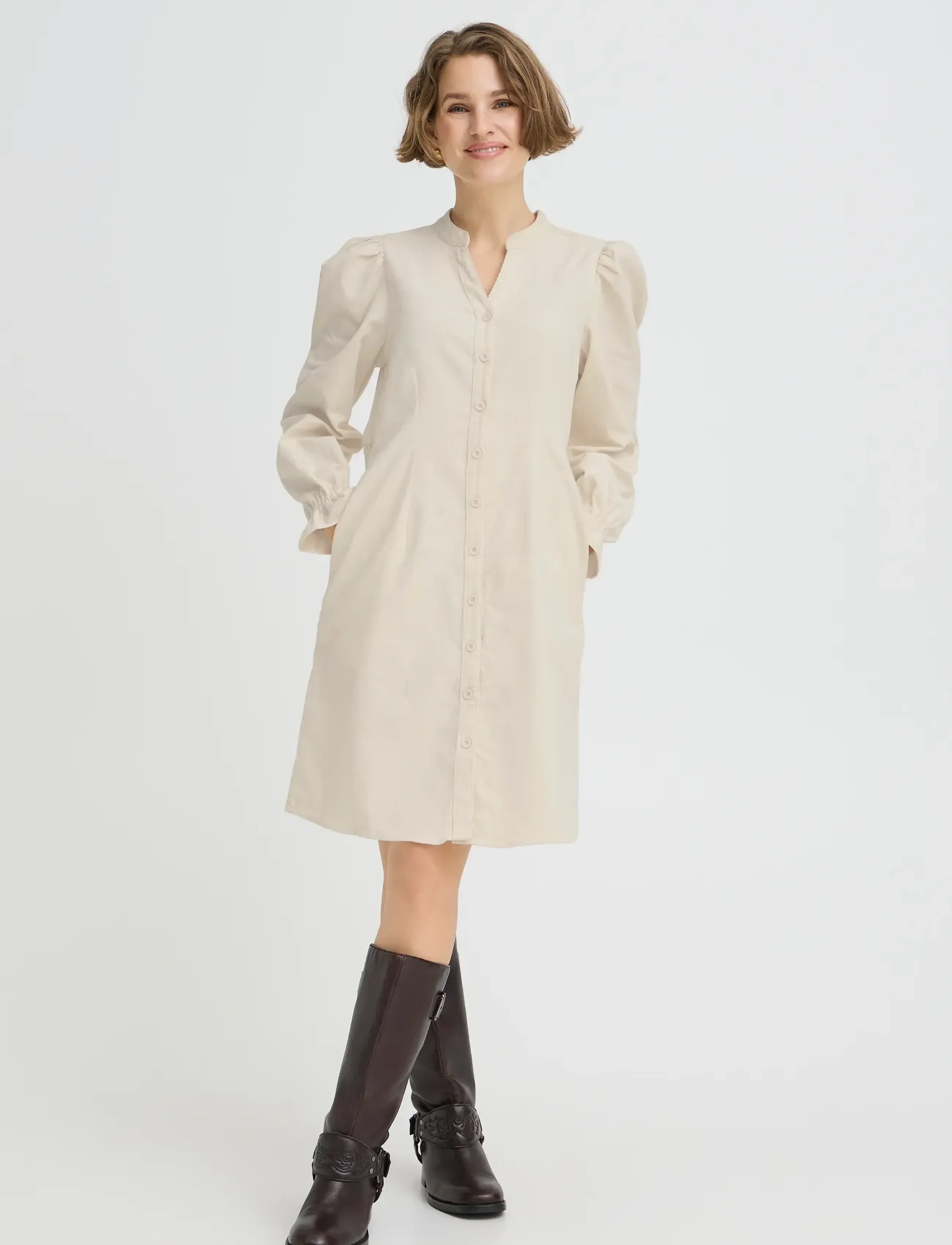 b.young BYDENORD VNECK DRESS - Business tøj - BIRCH / cream