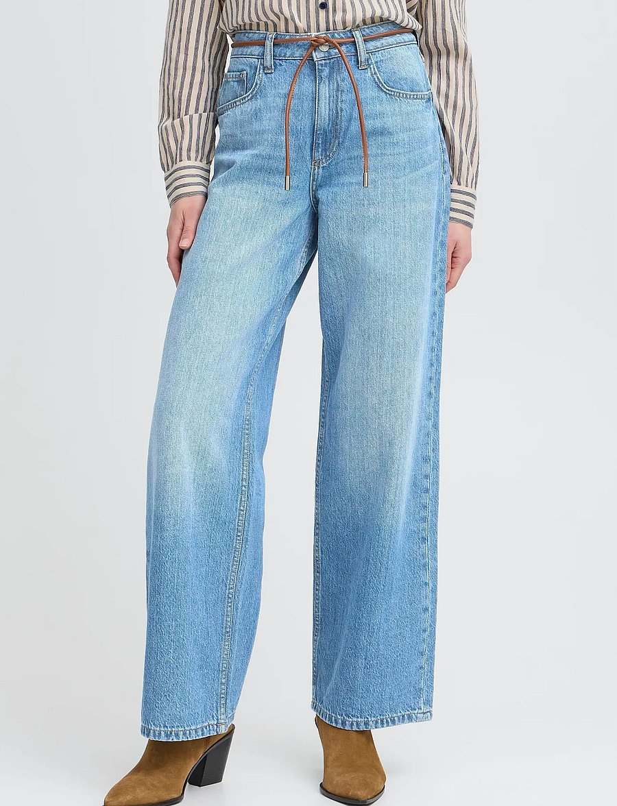 b.young - BYKACILA JEANS - hosen mit weitem bein - mid blue denim - 0