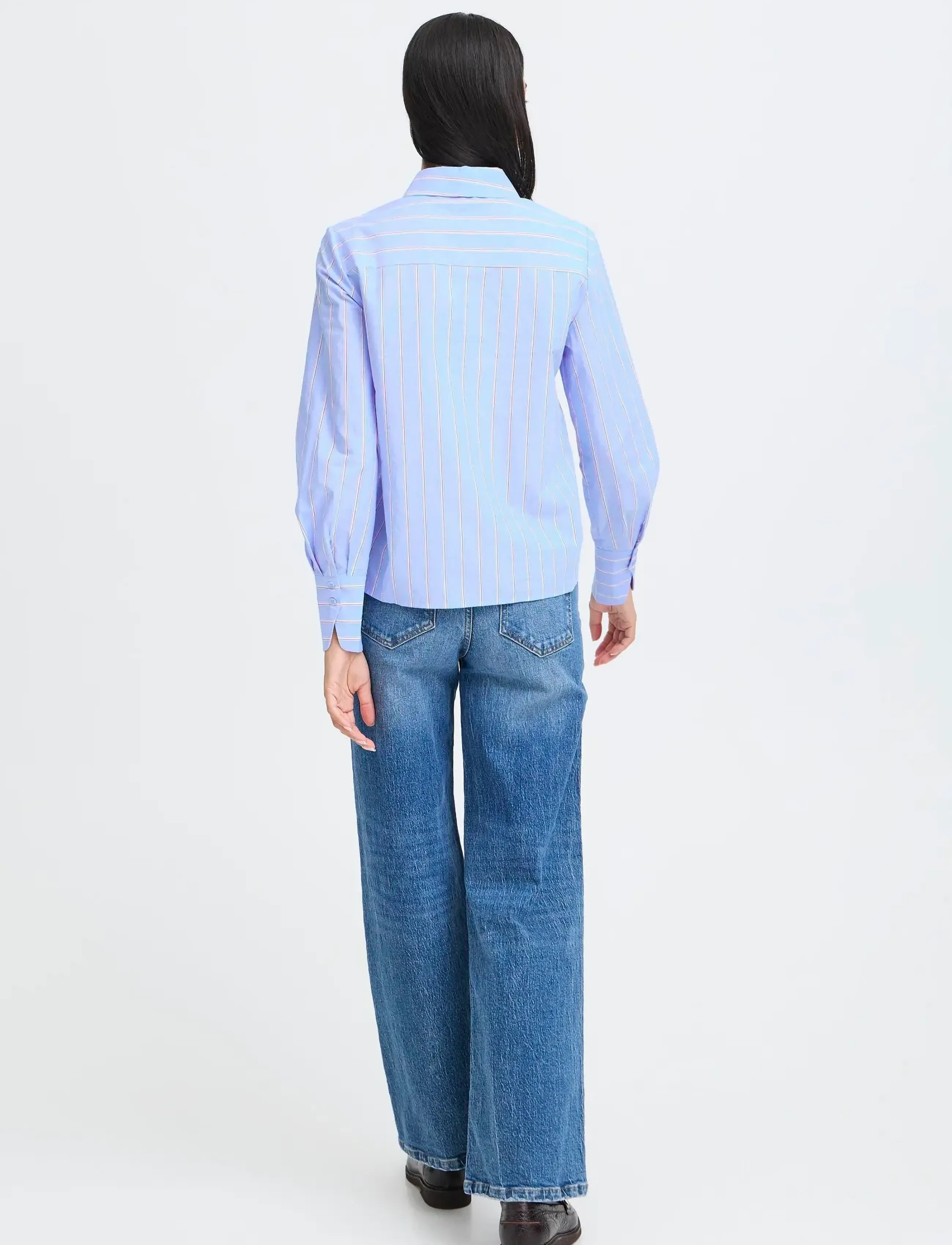 b.young - BYXJISOO FRILL DETAIL SHIRT - långärmade skjortor - light blue stripe - 3