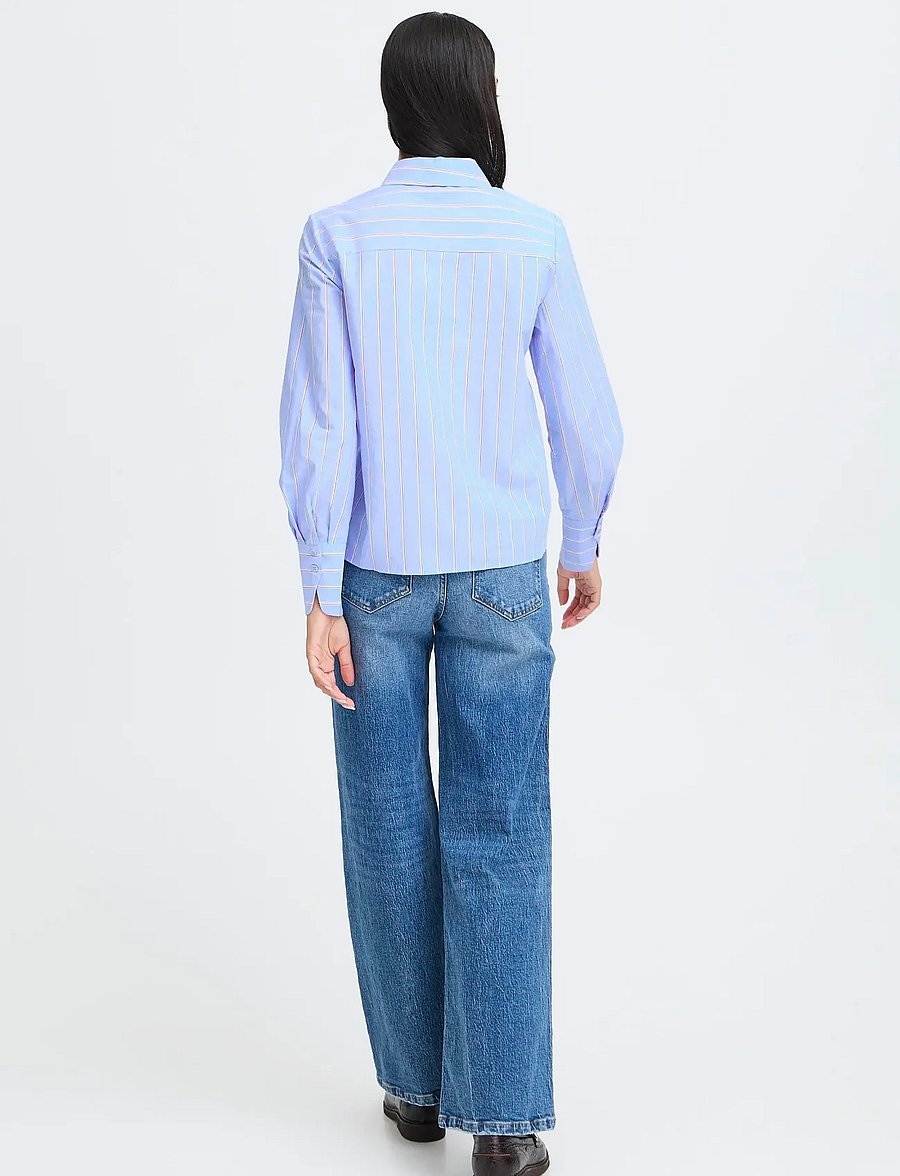 b.young - BYXJISOO FRILL DETAIL SHIRT - långärmade skjortor - light blue stripe - 3
