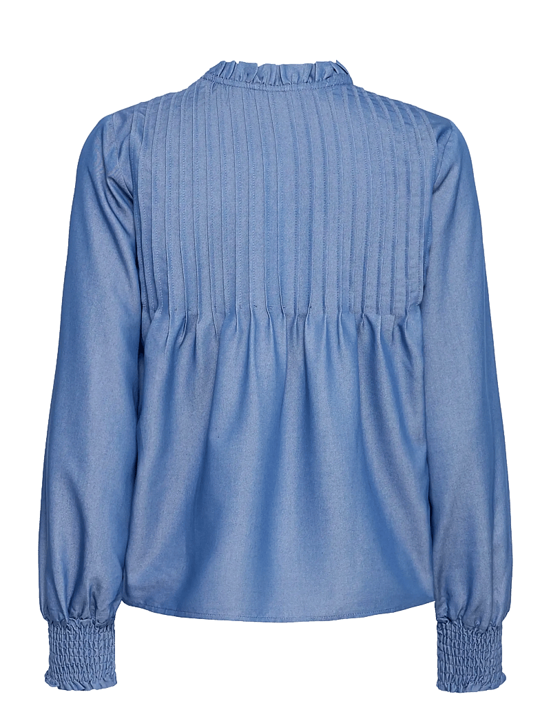 b.young - BYXKAORU VNECK BLOUSE - långärmade blusar - mid blue denim - 2