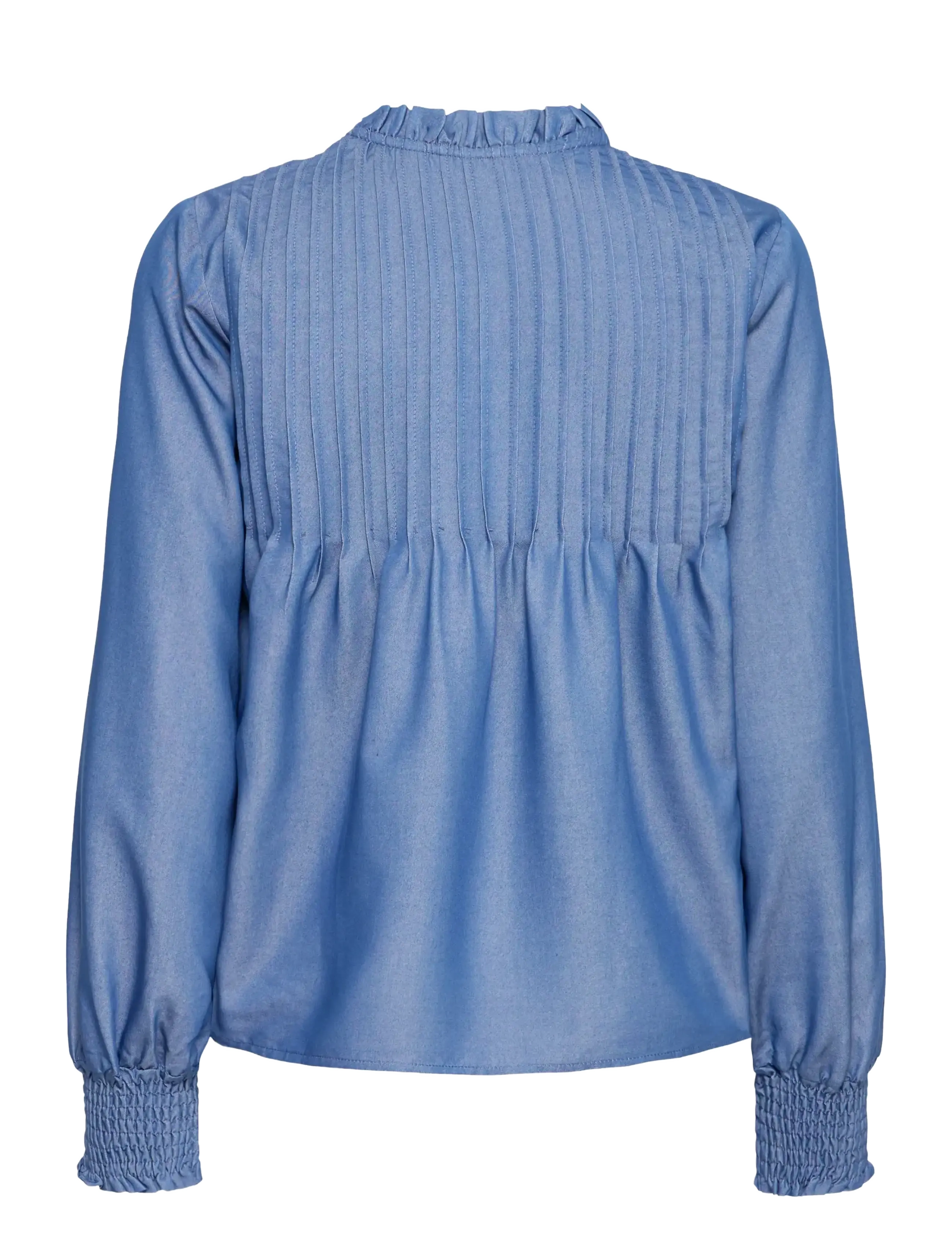 b.young - BYXKAORU VNECK BLOUSE - pikkade varrukatega pluusid - mid blue denim - 2