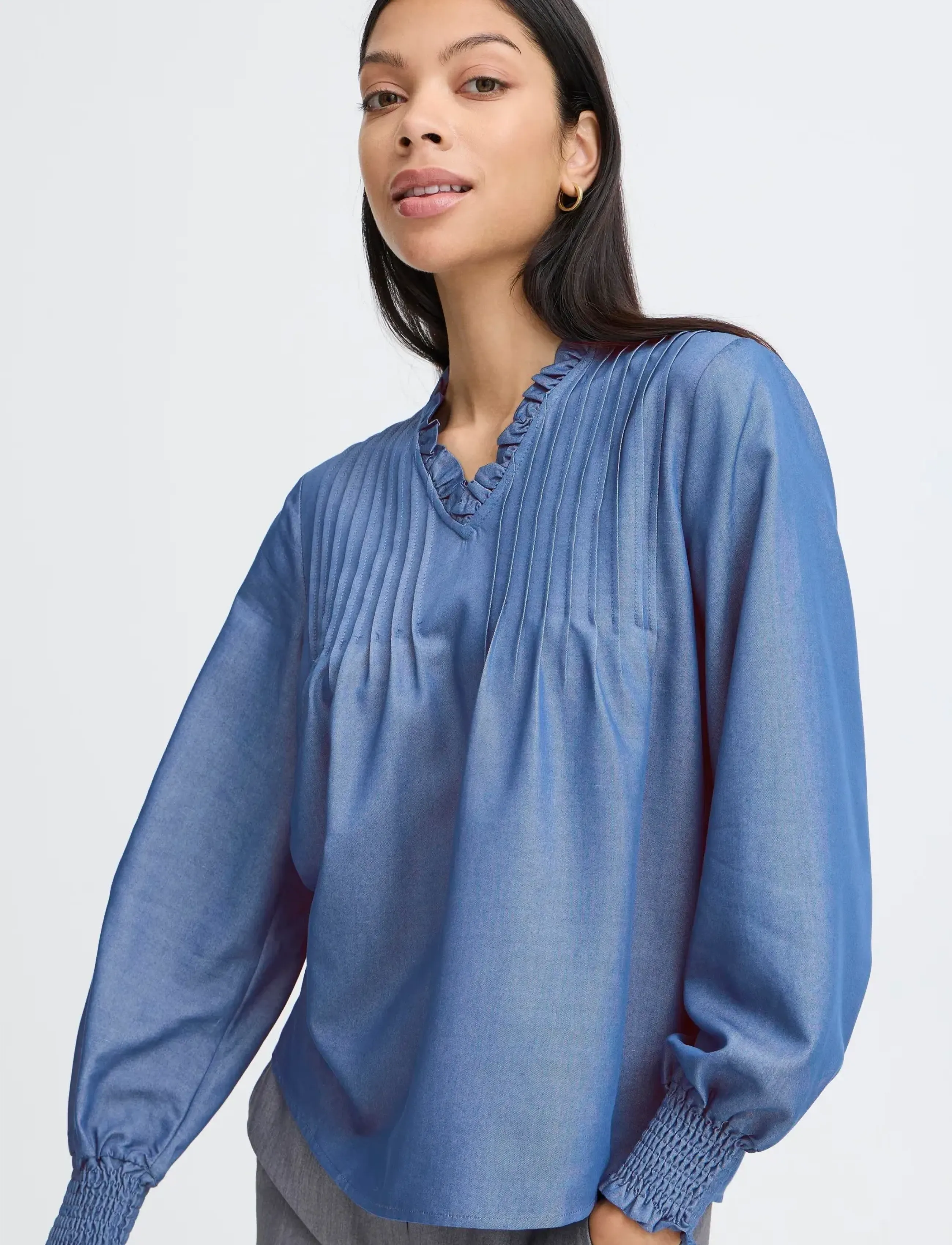 b.young Byxkaoru Vneck Blouse, 44, Blue, Bluser > Langærmede, Dame