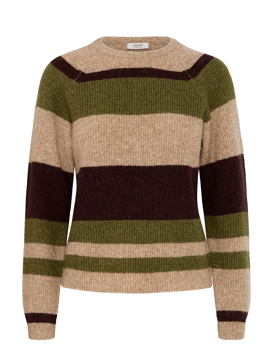 b.young - BYOTAJA JUMPER - stickade tröjor - avocado melange stripe - 1