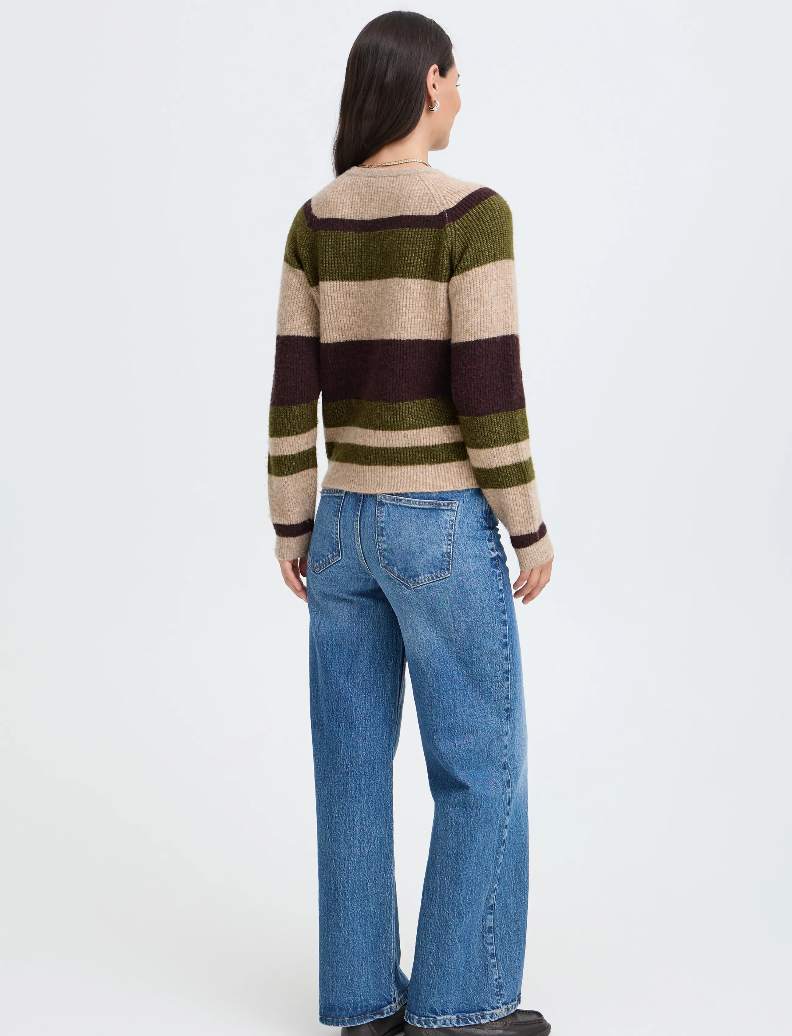 b.young - BYOTAJA JUMPER - efterårstøj - avocado melange stripe - 4