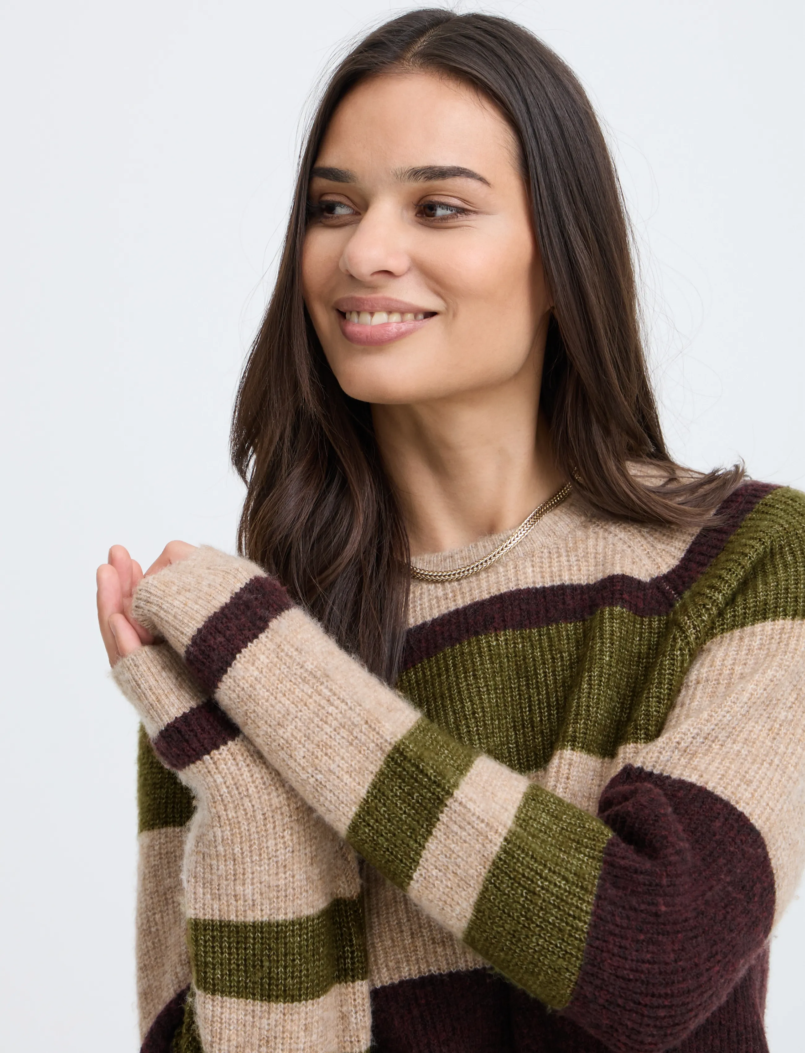 b.young - BYOTAJA JUMPER - efterårstøj - avocado melange stripe - 5