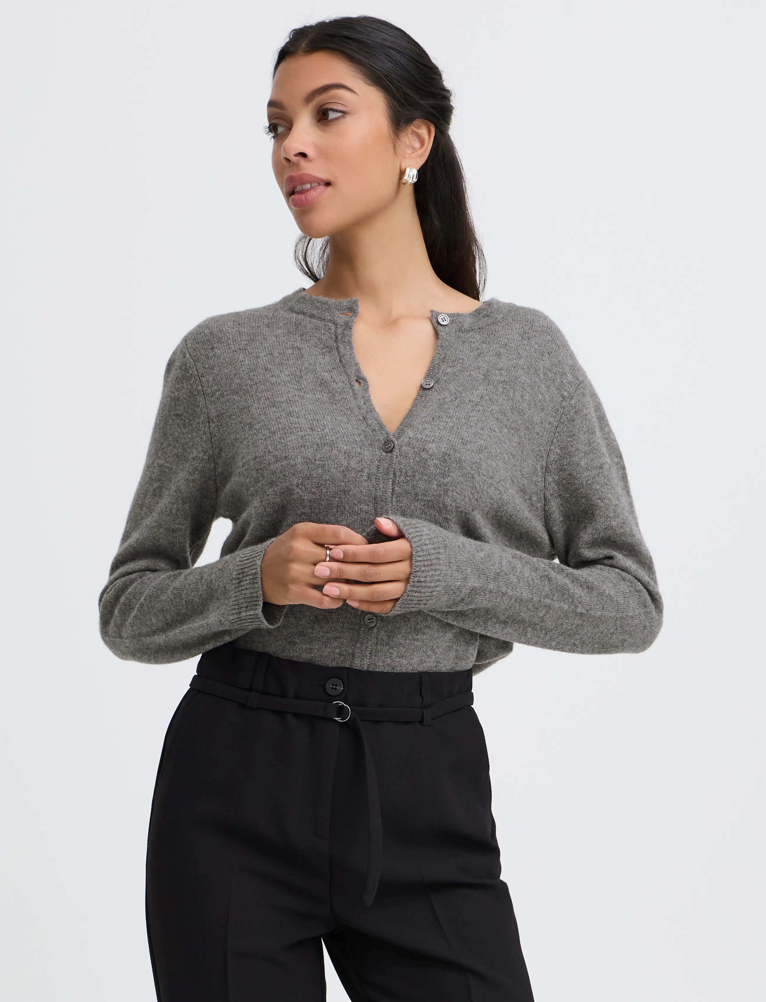b.young - BYOSANNA CARDIGAN - kashmir - mid grey melange - 3
