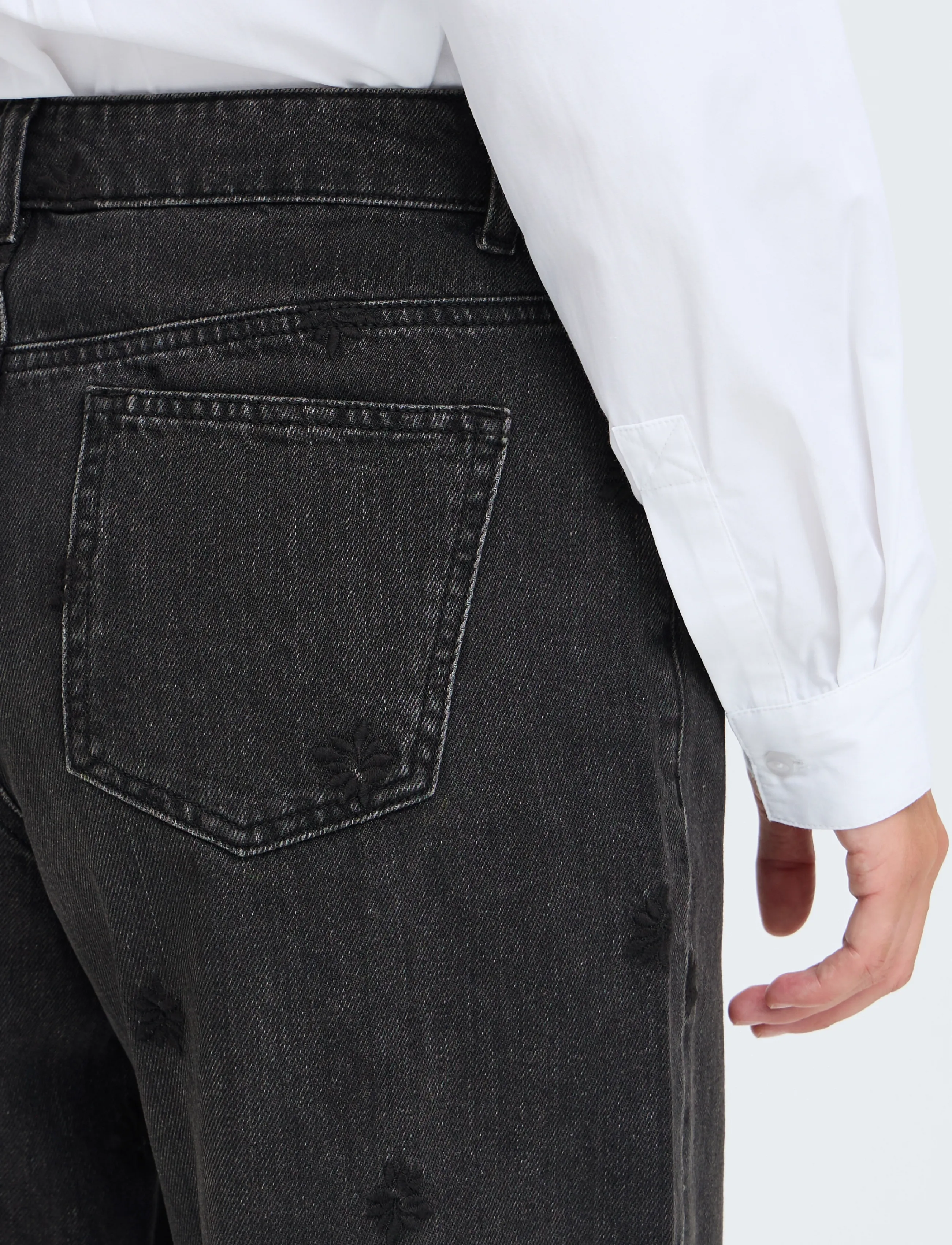 b.young - BYKIMU EMB JEANS 2 - hosen mit weitem bein - black denim - 3