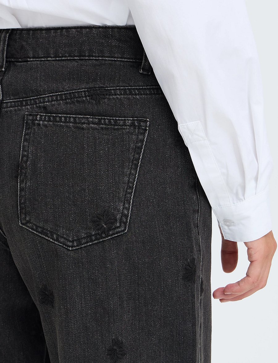 b.young - BYKIMU EMB JEANS 2 - hosen mit weitem bein - black denim - 3