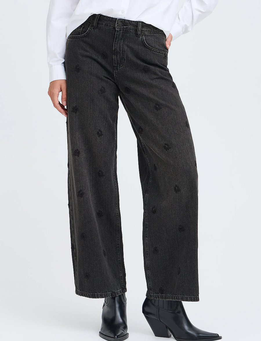 b.young - BYKIMU EMB JEANS 2 - hosen mit weitem bein - black denim - 5