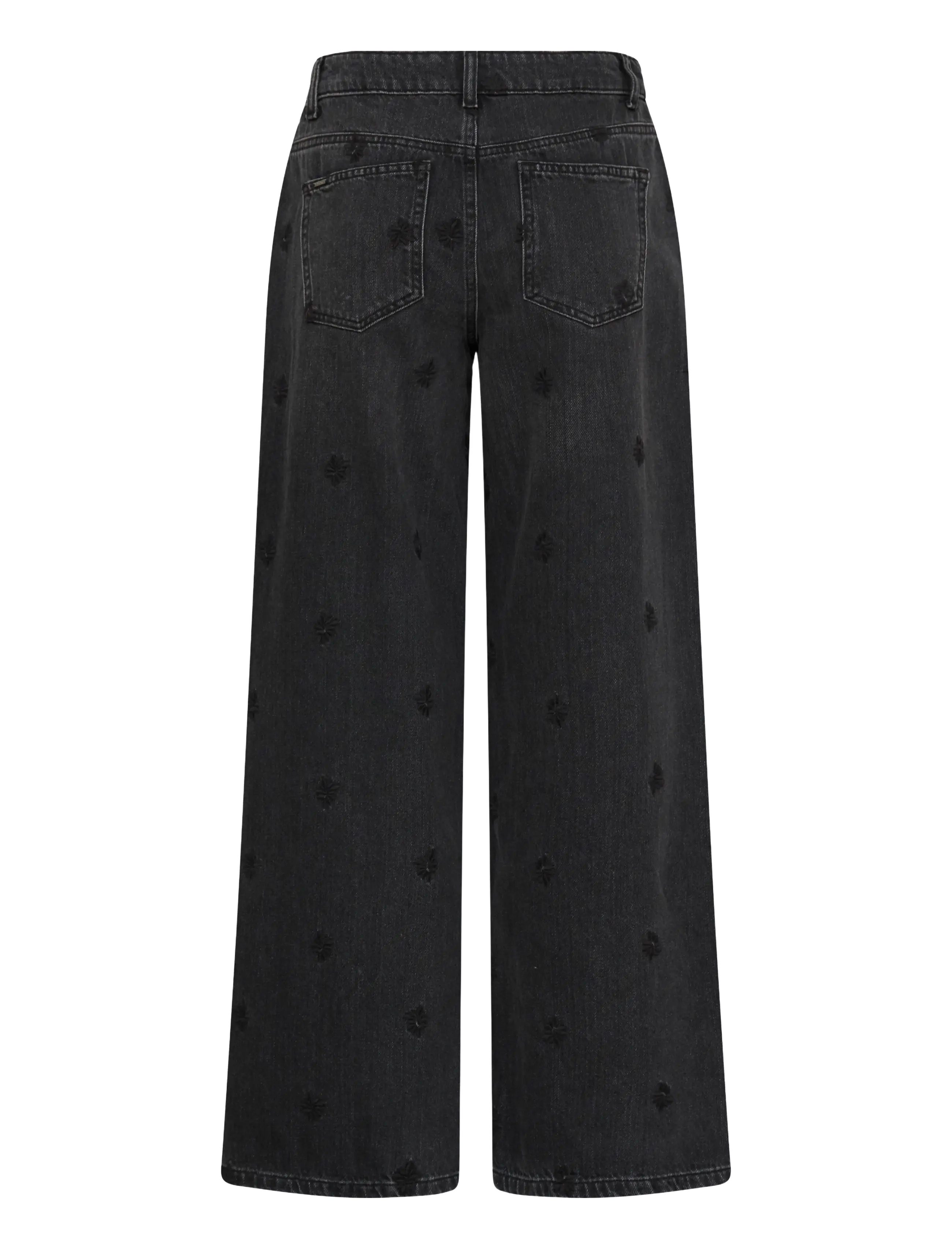b.young - BYKIMU EMB JEANS 2 - hosen mit weitem bein - black denim - 2