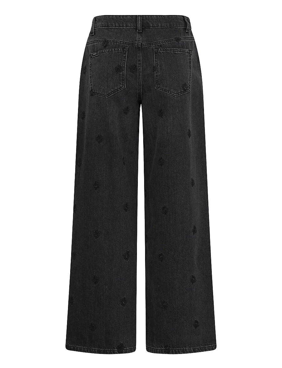 b.young - BYKIMU EMB JEANS 2 - hosen mit weitem bein - black denim - 2