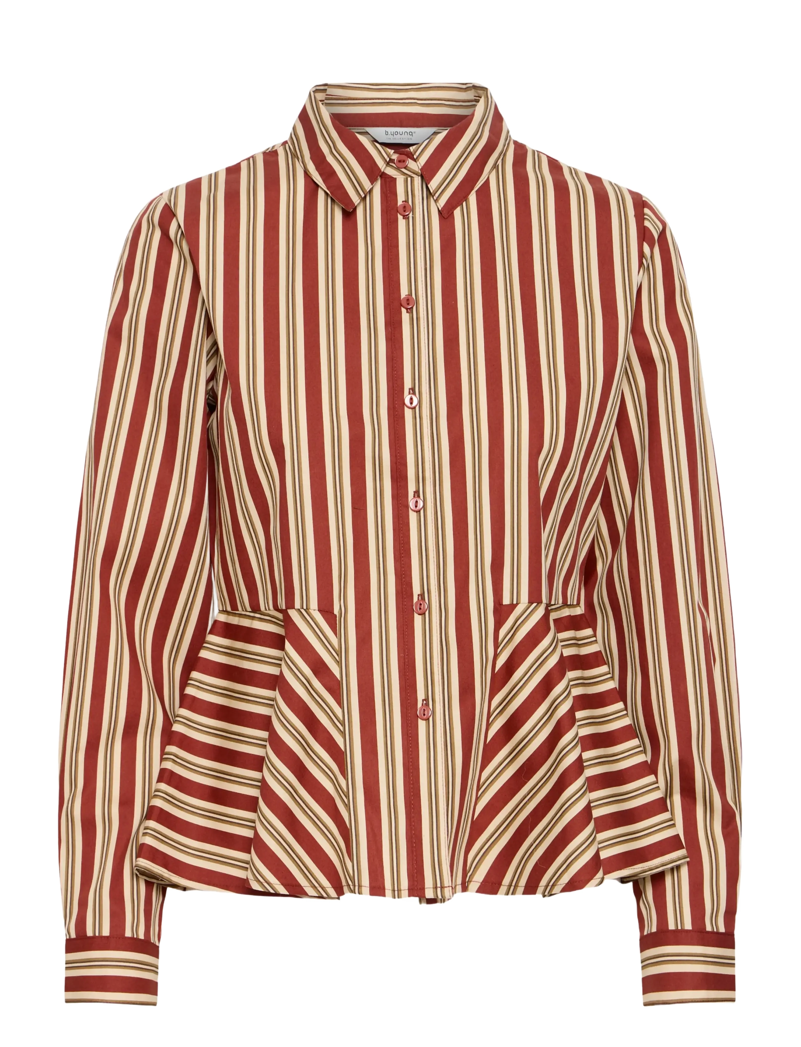 b.young BYGLIS SHIRT - b.young - SMOKED PAPRIKA STRIPE / burgundy