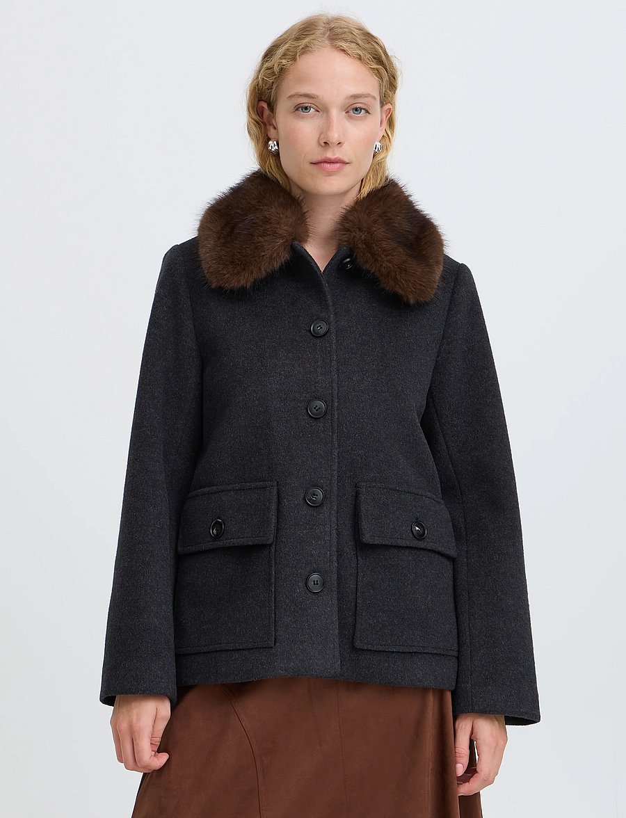 b.young - BYBECILA COLLAR JACKET - kappor - dark grey melange - 3