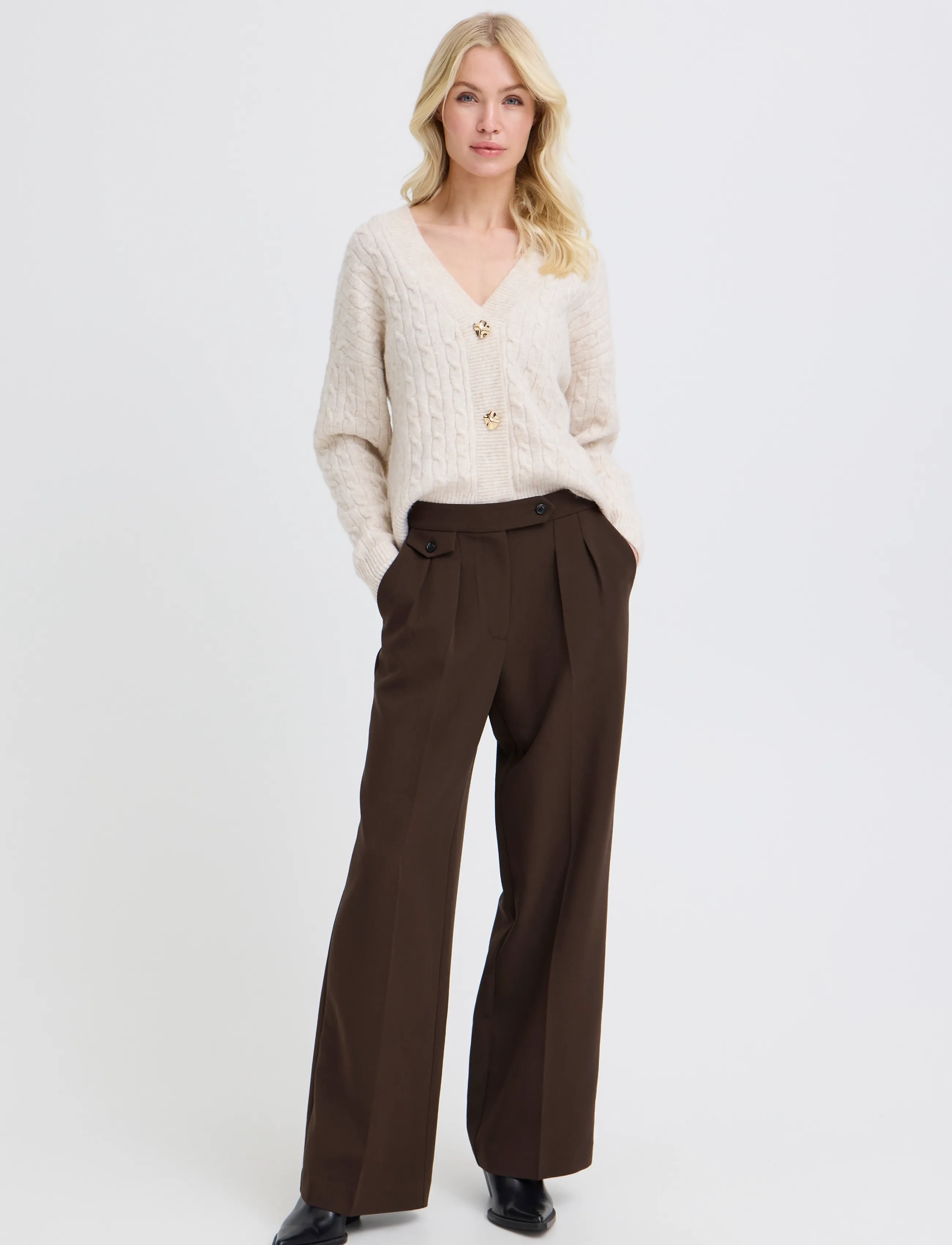 b.young - BYEARL WIDE PANTS - laia säärega püksid - java - 4