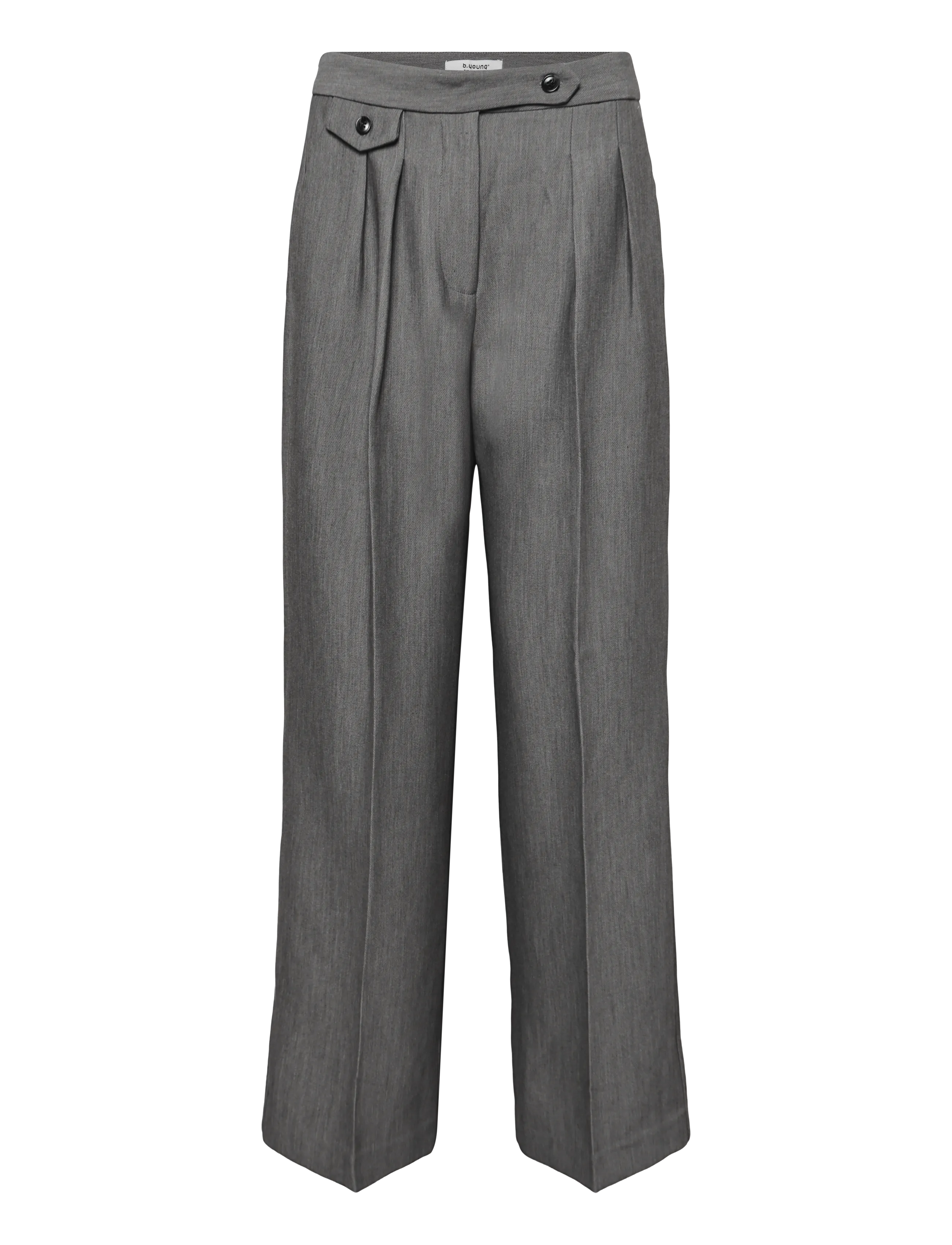 b.young - BYEARL WIDE PANTS - vida byxor - mid grey melange - 1