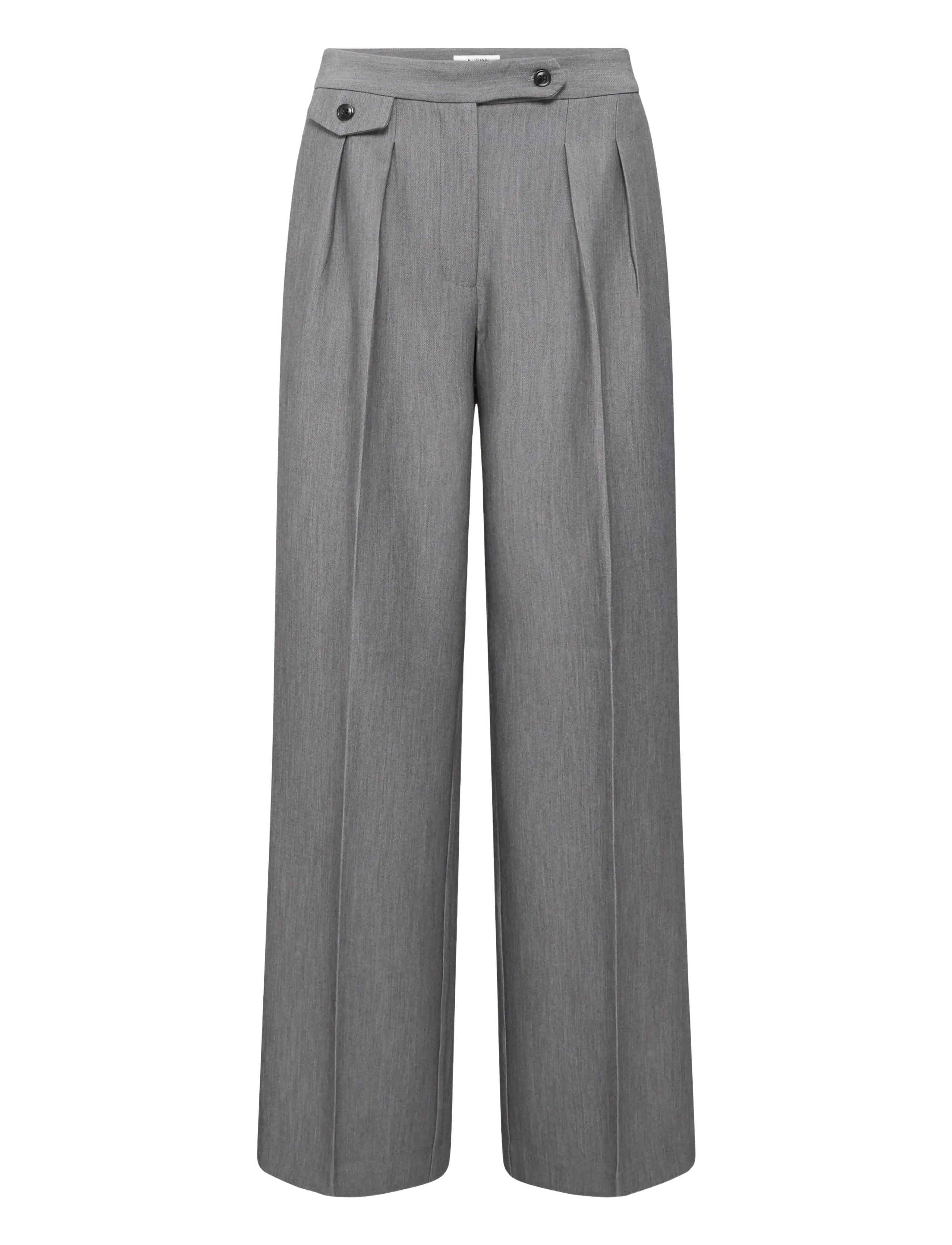 b.young BYEARL WIDE PANTS - Hosen mit weitem Bein - MID GREY MELANGE / grey
