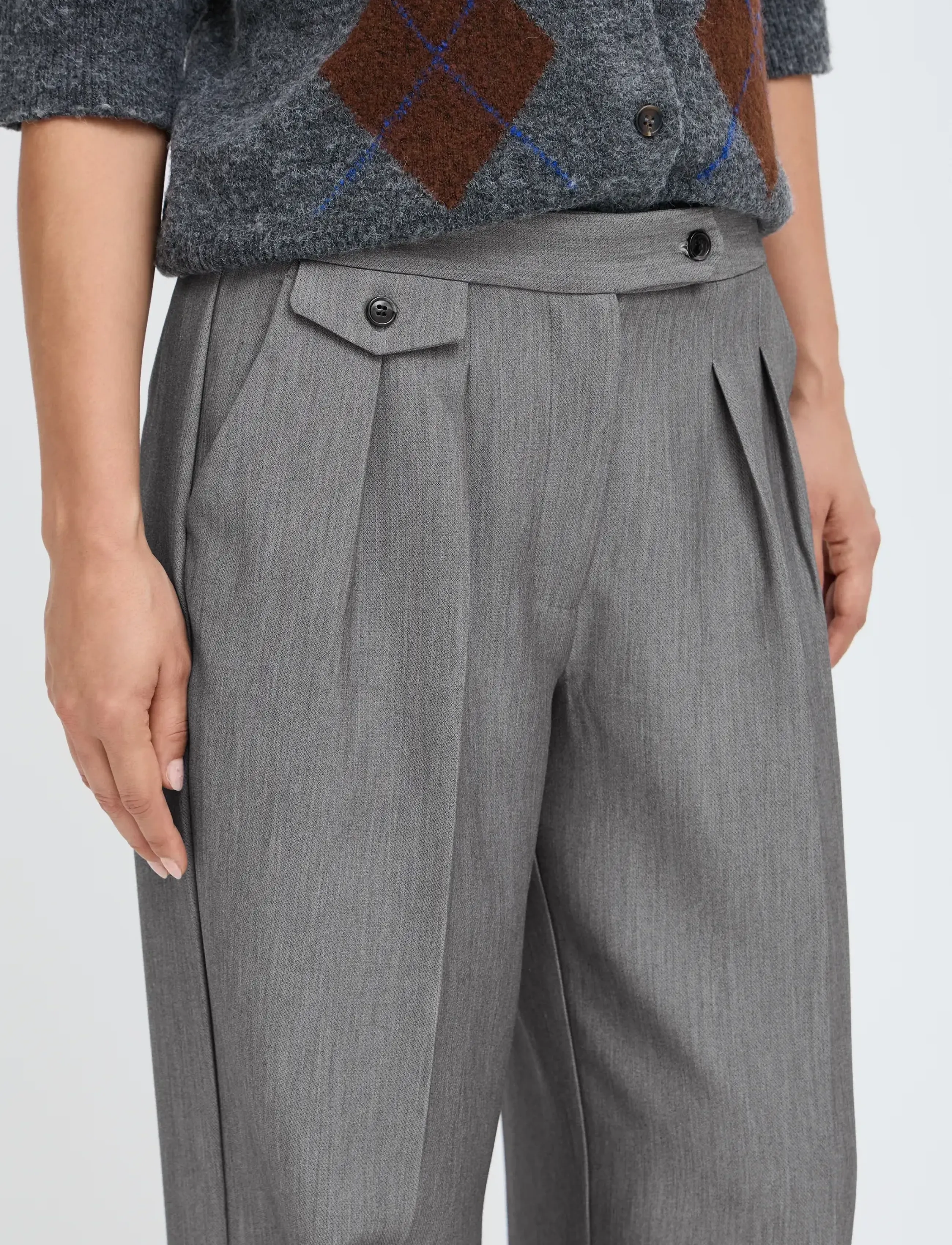 b.young BYEARL WIDE PANTS - Ikdienas stils - MID GREY MELANGE / grey
