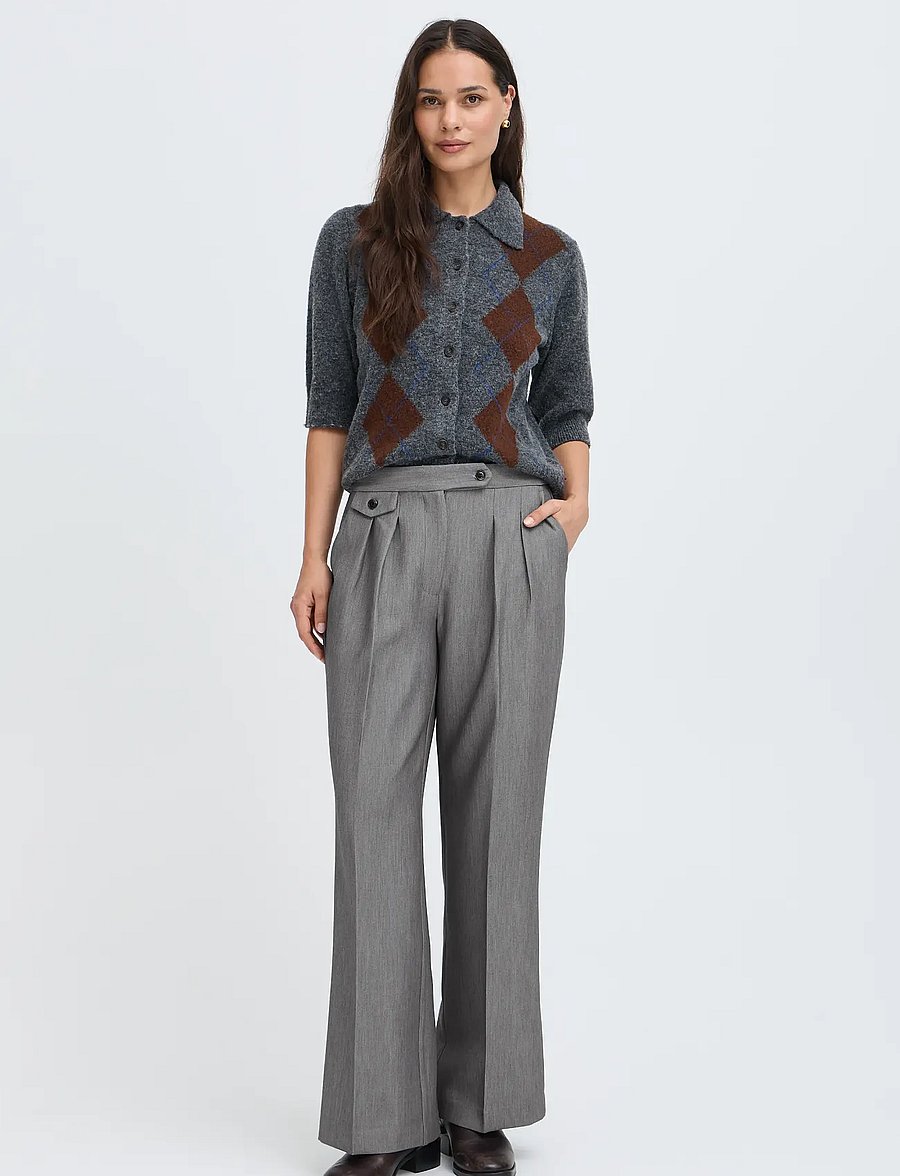 b.young - BYEARL WIDE PANTS - vida byxor - mid grey melange - 4