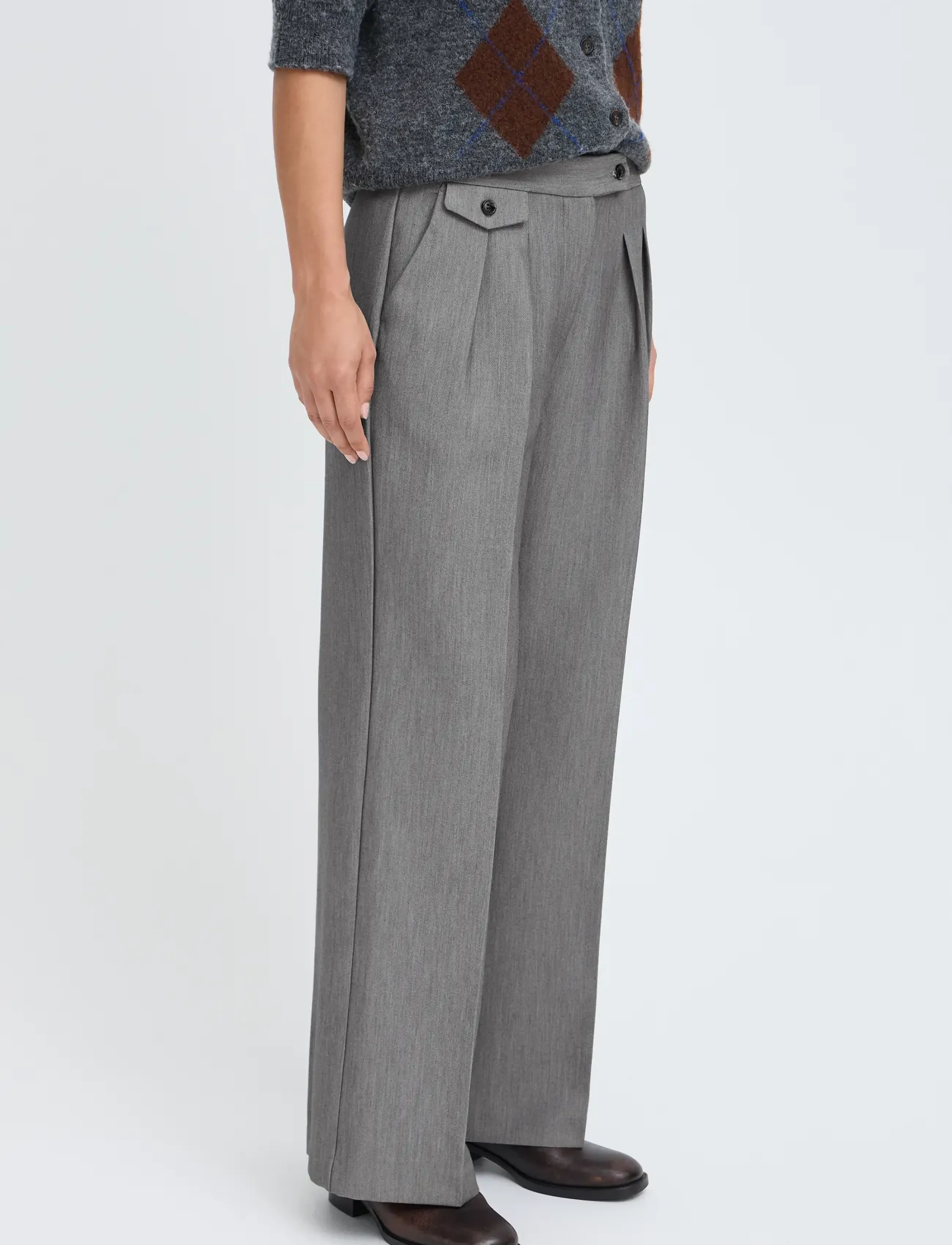 b.young - BYEARL WIDE PANTS - vida byxor - mid grey melange - 5
