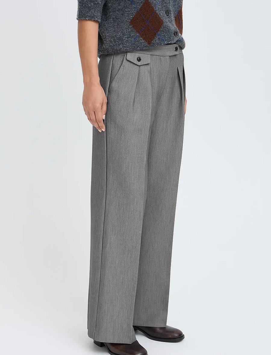 b.young - BYEARL WIDE PANTS - vida byxor - mid grey melange - 5