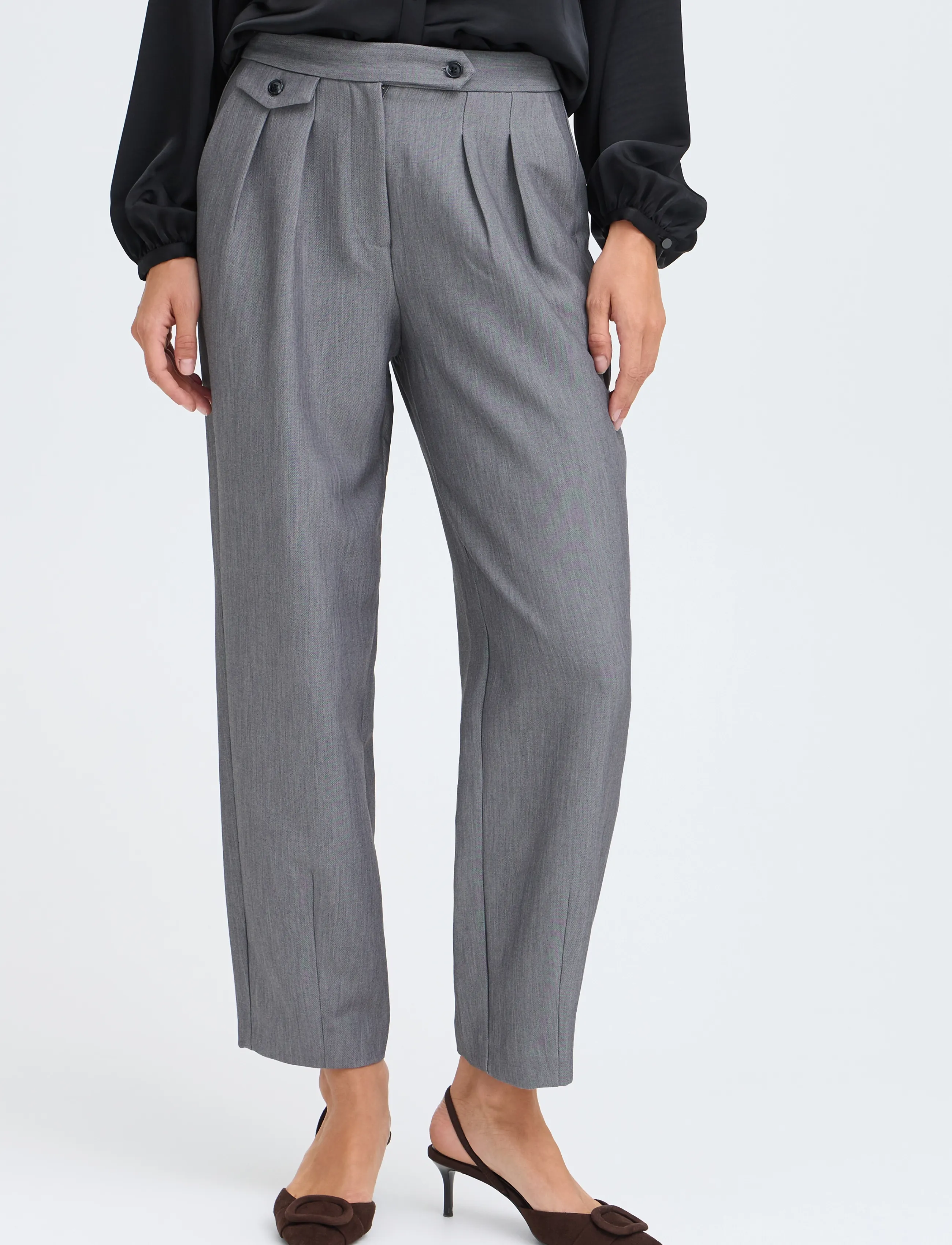 b.young - BYEARL DART PANTS - tailored trousers - mid grey melange - 4
