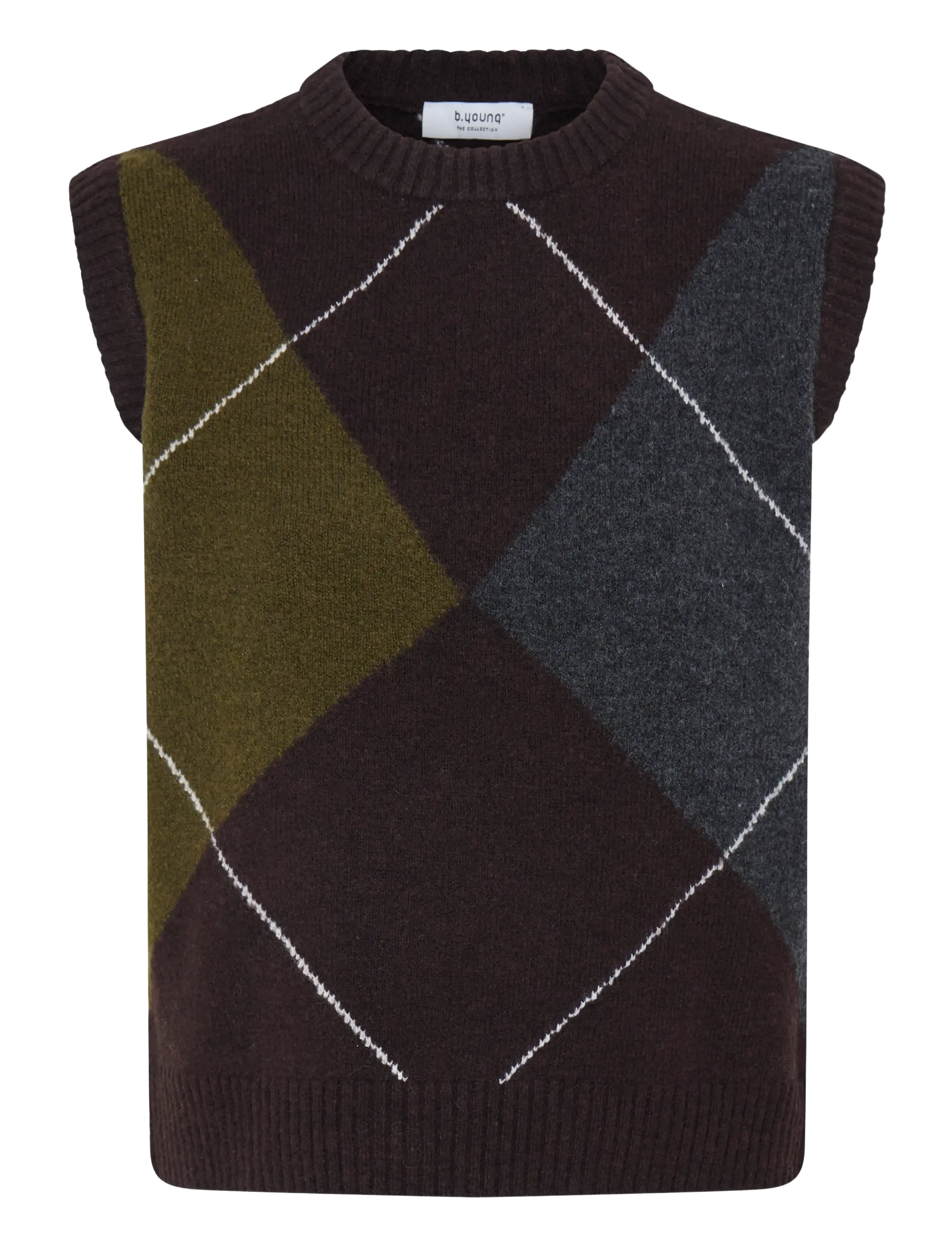 b.young BYOSMILLA SLIPOVER - Västar - JAVA MEL. ARGYLE / brown