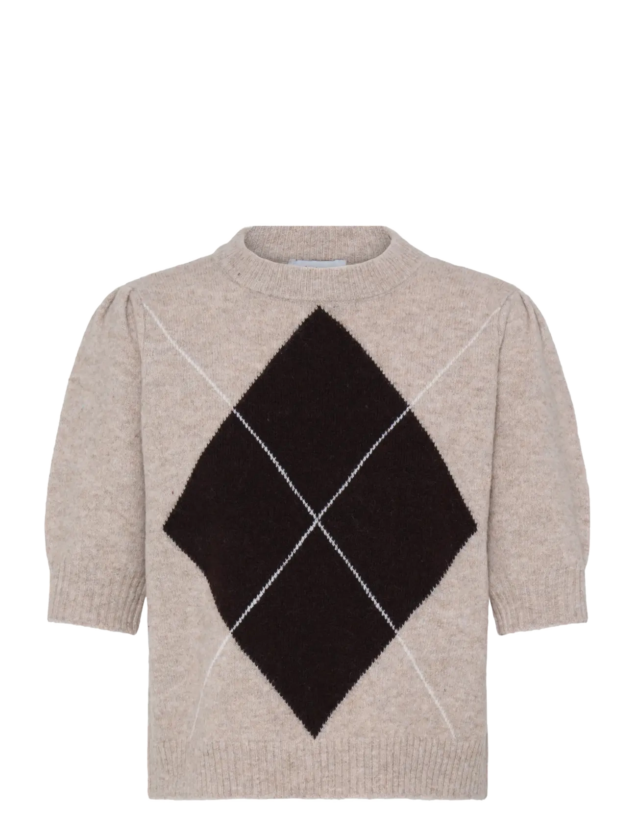 b.young BYOSMILLA SS JUMPER - Pullover - HUMUS MEL. ARGYLE / beige