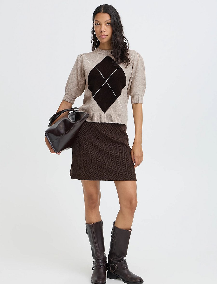 b.young - BYOSMILLA SS JUMPER - pullover - humus mel. argyle - 0