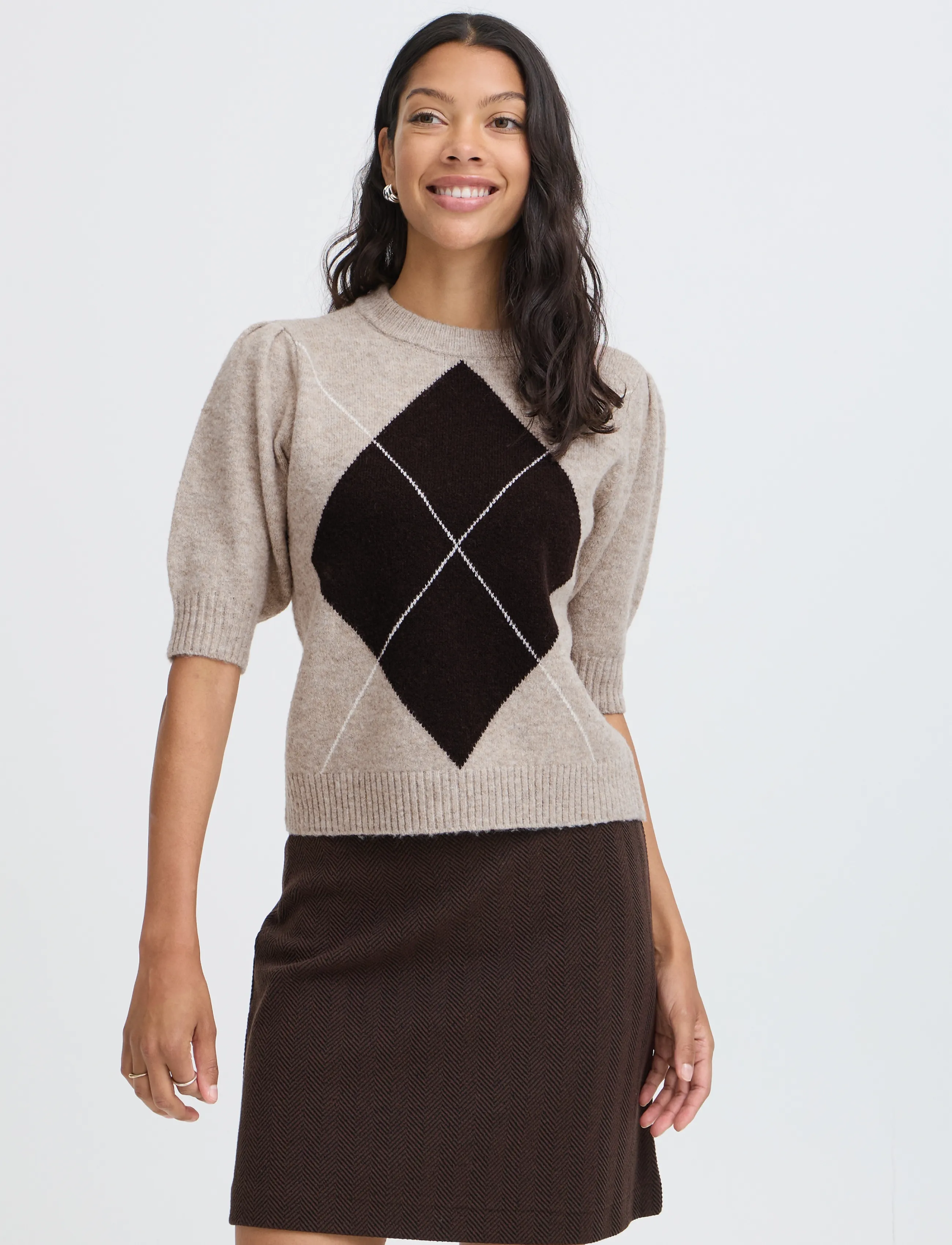 b.young - BYOSMILLA SS JUMPER - pullover - humus mel. argyle - 3