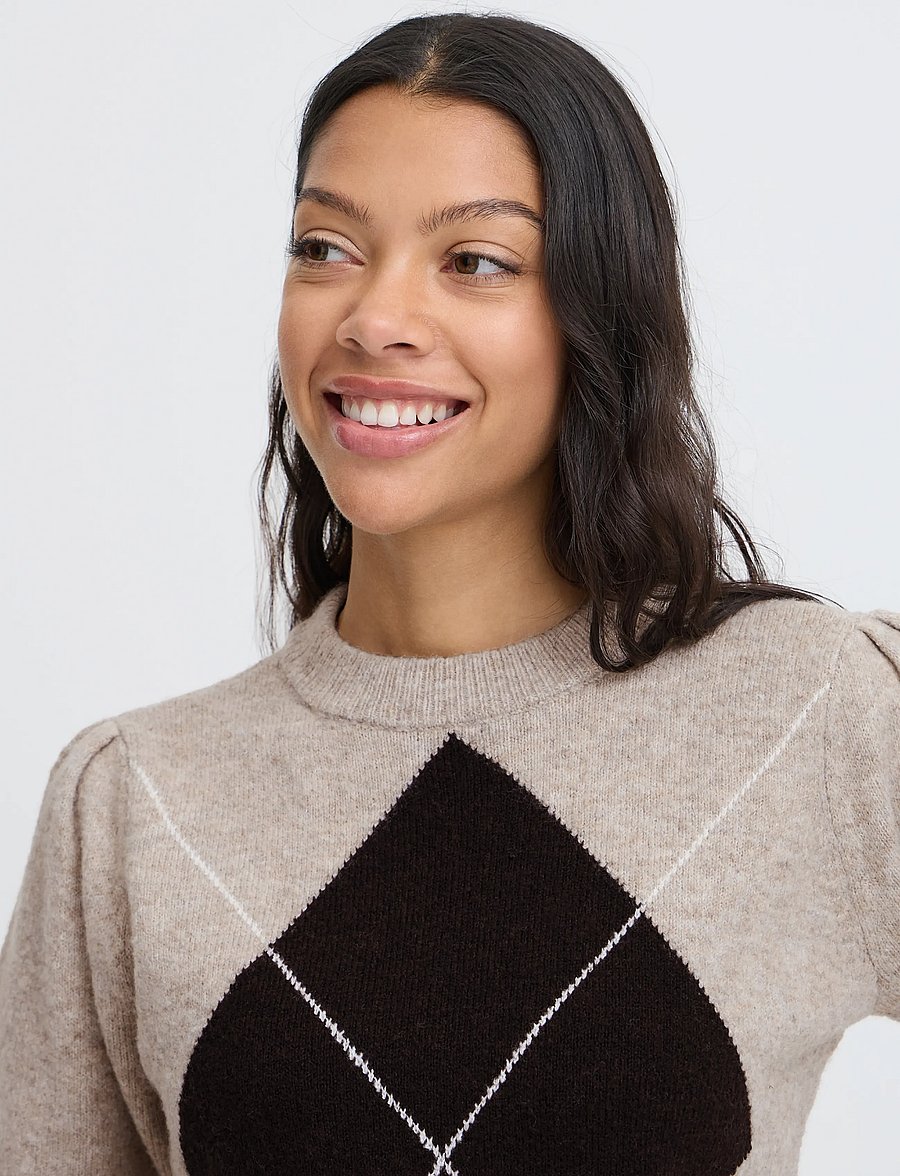 b.young - BYOSMILLA SS JUMPER - pullover - humus mel. argyle - 5