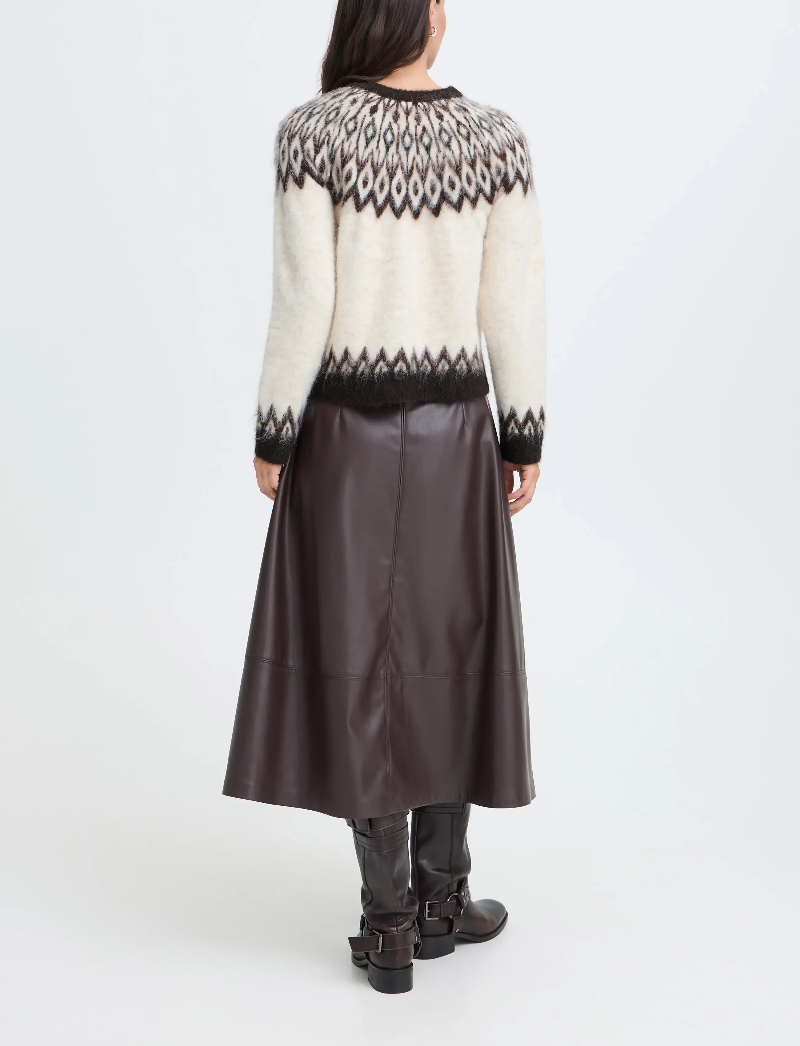 b.young Bymilou Ls Jumper, Fair Isle Striktrøje, Cream, Str: XS