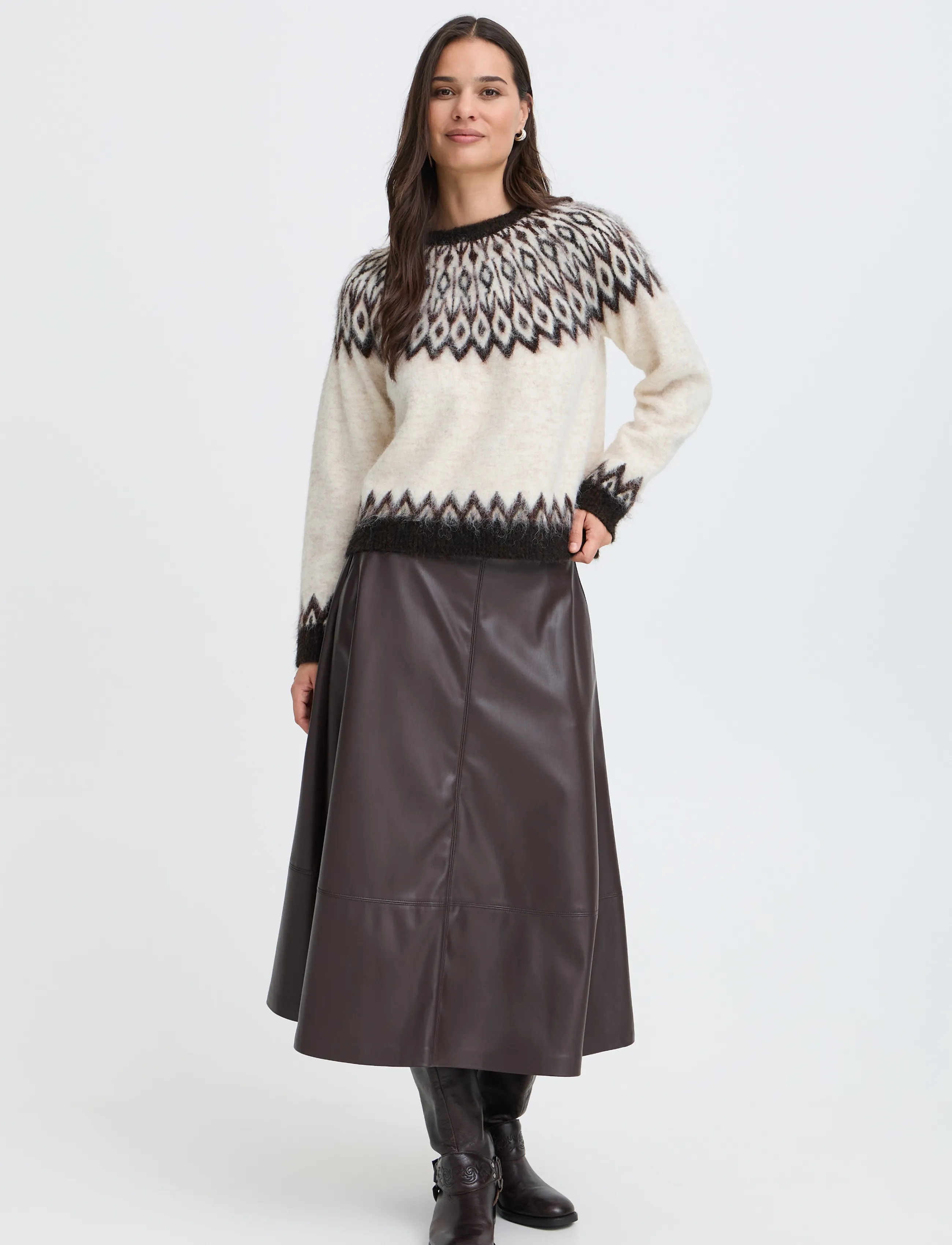 b.young - BYMILOU LS JUMPER - kampsunid - birch java fair island - 5