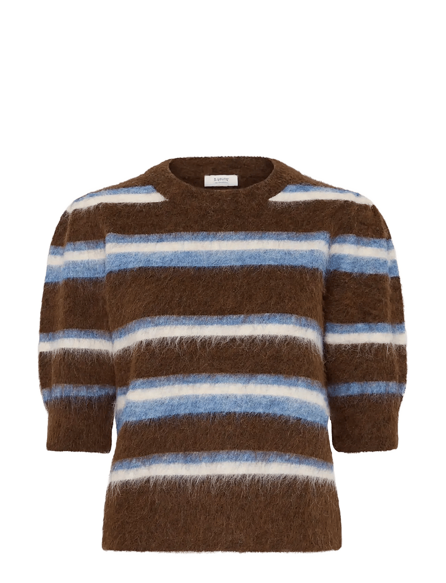 b.young - BYMILOU SS JUMPER - kampsunid - potting soil mel. stripe - 1