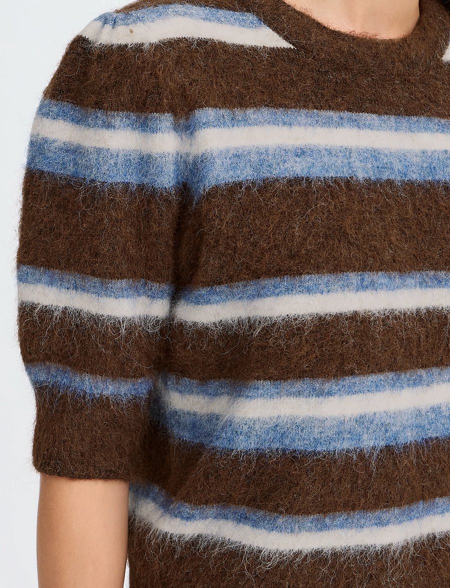 b.young - BYMILOU SS JUMPER - kampsunid - potting soil mel. stripe - 3