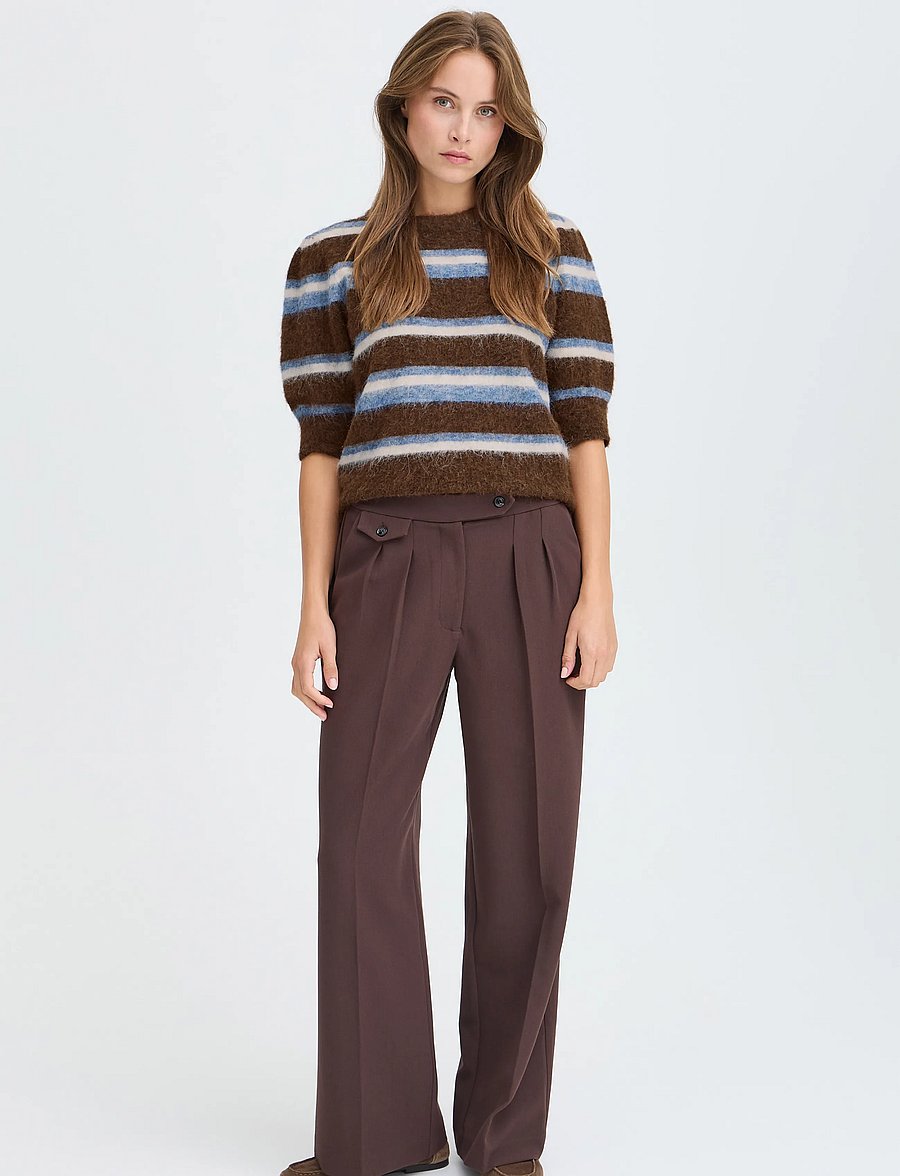 b.young - BYMILOU SS JUMPER - kampsunid - potting soil mel. stripe - 4