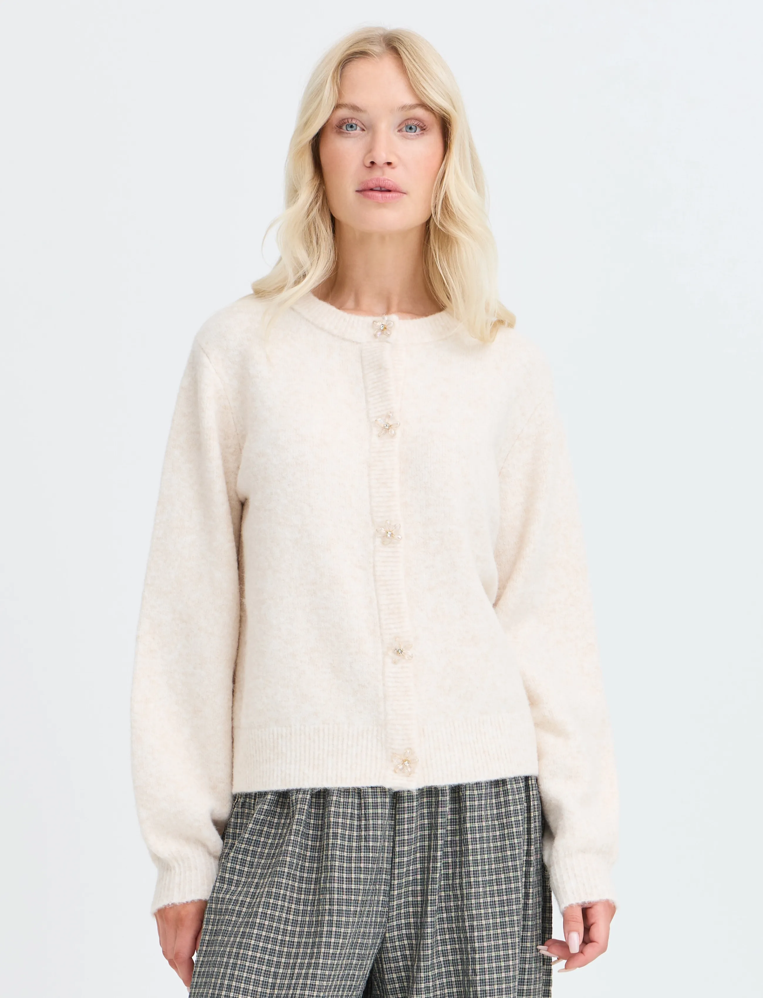 b.young - BYOMEA DECO CARDIGAN 2 - cardigans - birch melange - 5