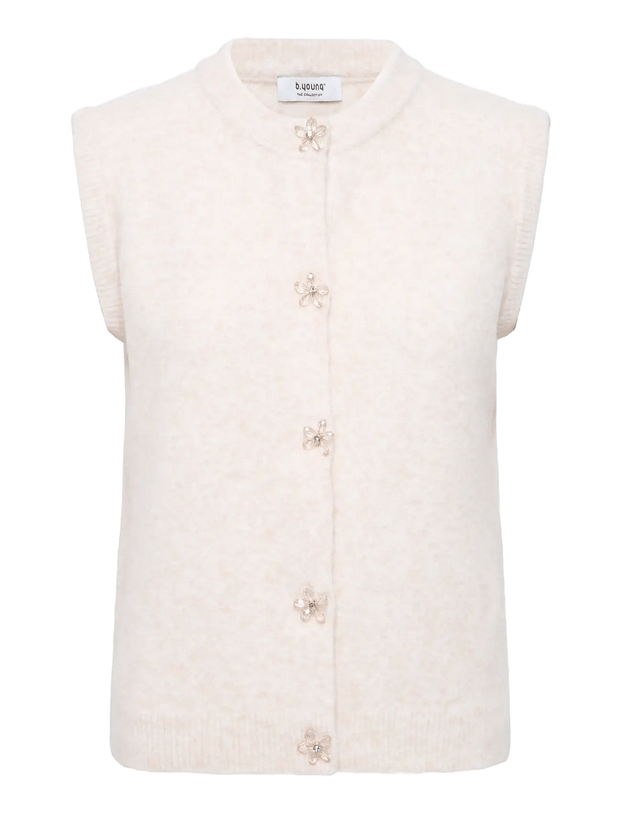b.young - BYOMEA VEST - stickade västar - birch melange - 1