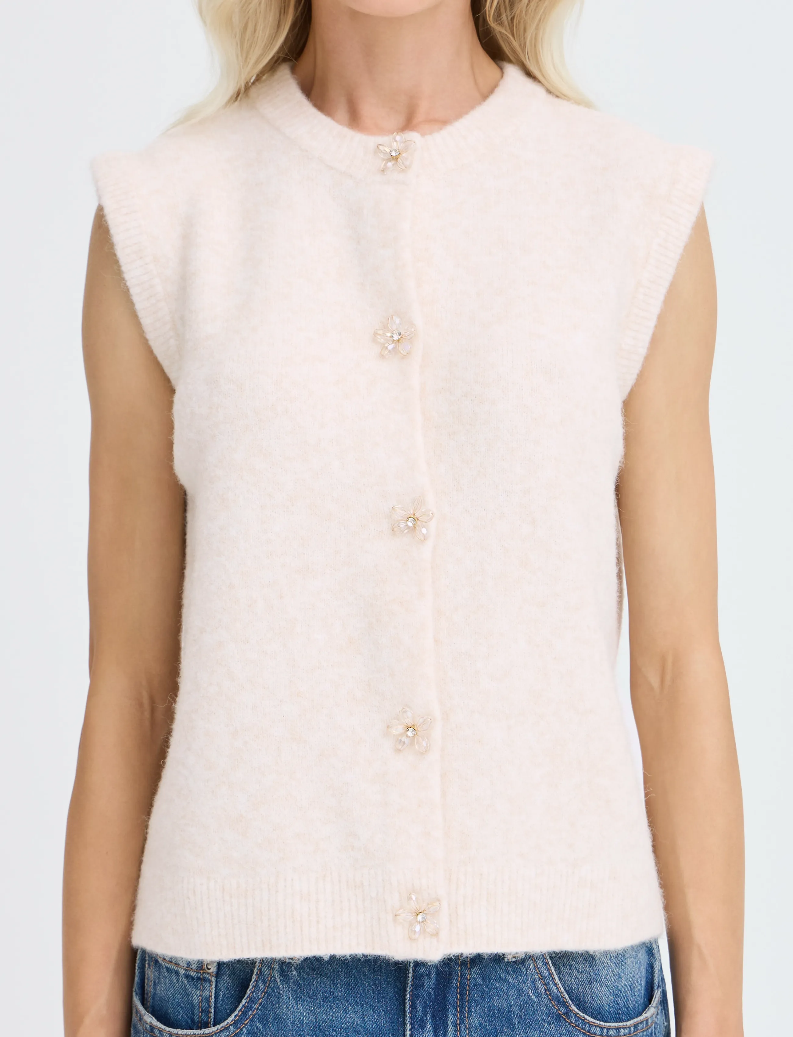 b.young - BYOMEA VEST - stickade västar - birch melange - 3