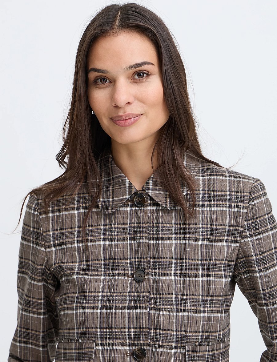 b.young - BYESTOLO SHORT JACKET - sepia check - 0