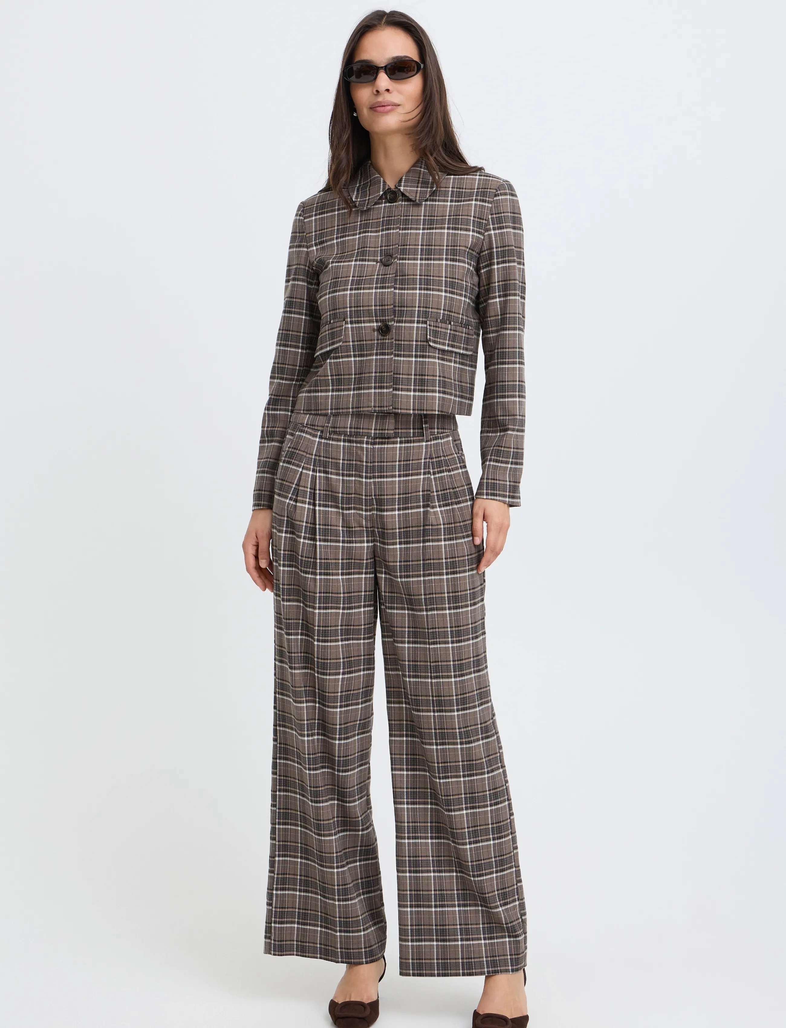 b.young - BYESTOLO SHORT JACKET - sepia check - 4