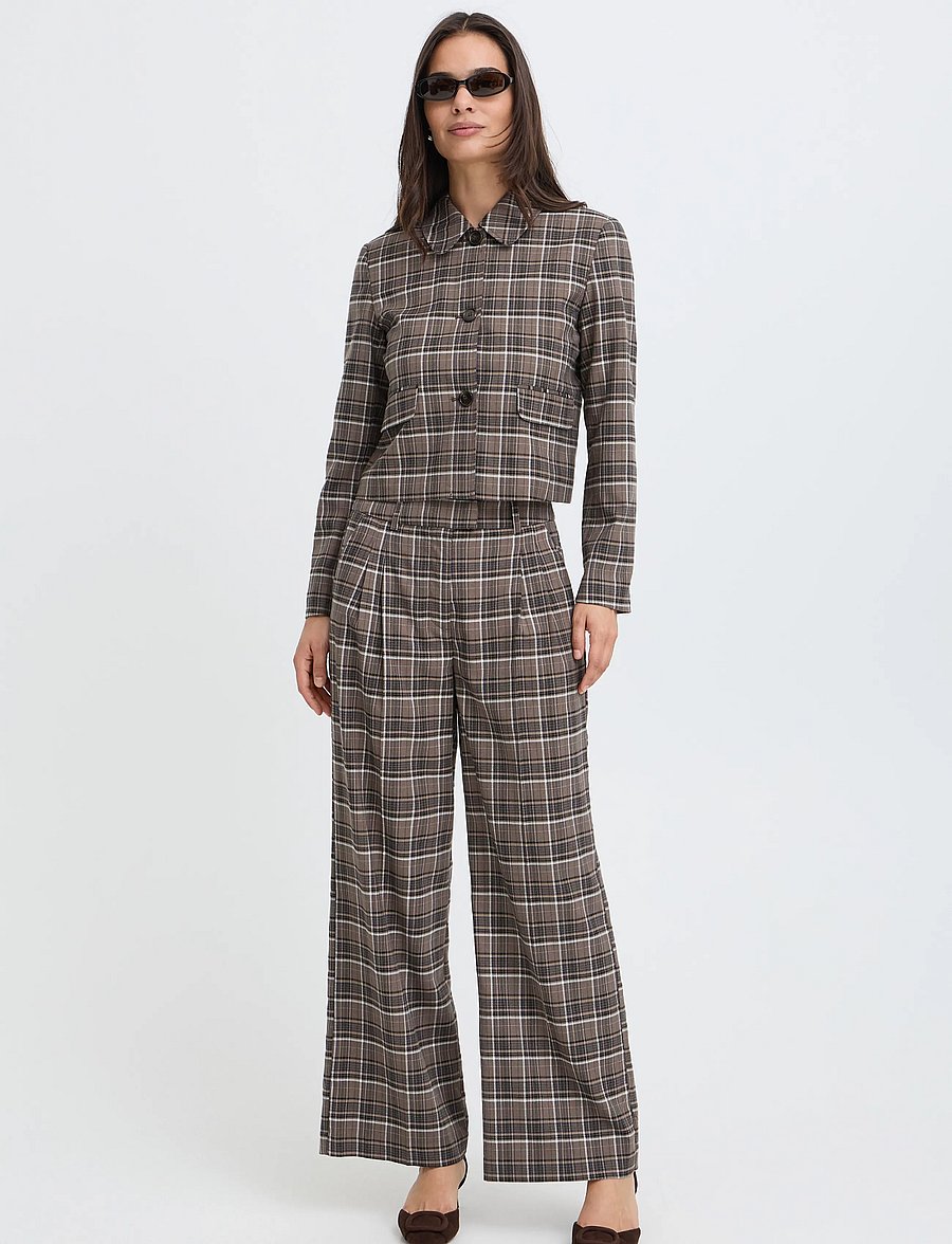 b.young - BYESTOLO SHORT JACKET - sepia check - 4