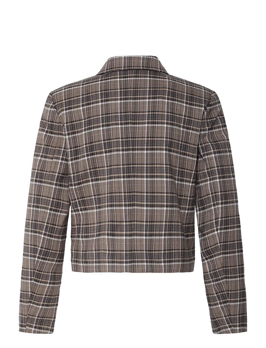 b.young - BYESTOLO SHORT JACKET - sepia check - 2
