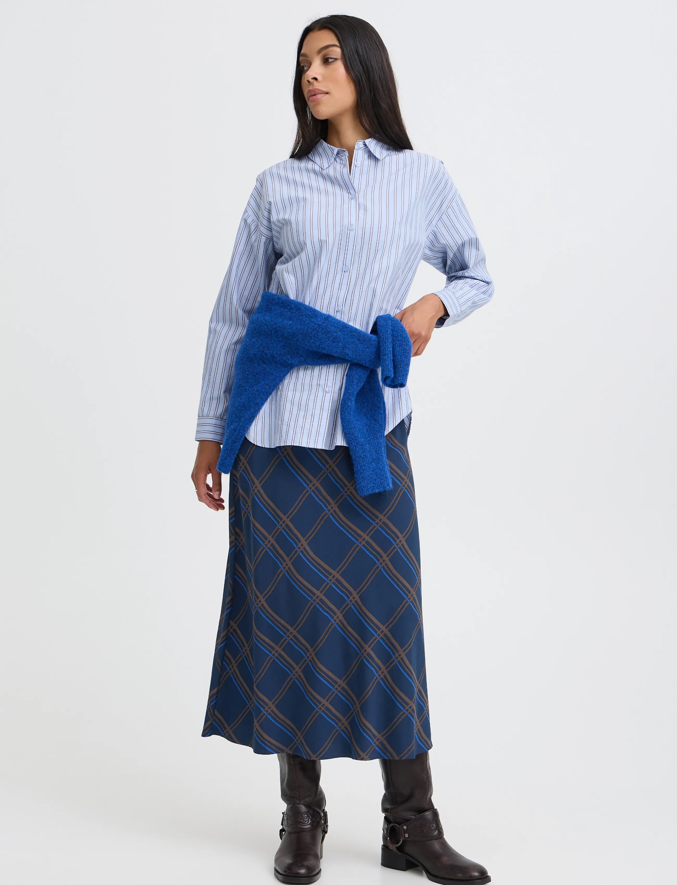 b.young BYFALL SKIRT - Skirts - DARK SAPPHIRE CHECK / navy