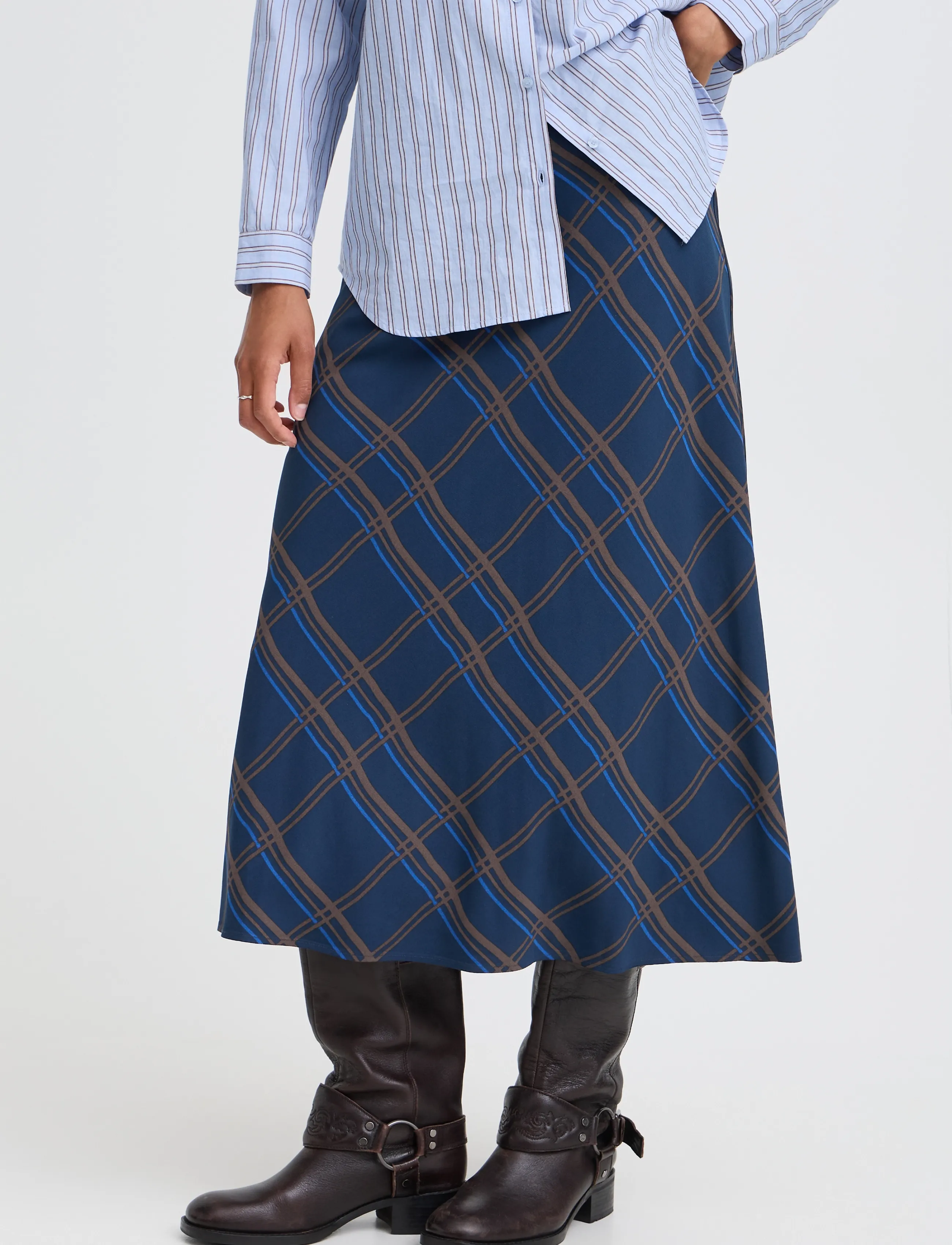 b.young - BYFALL SKIRT - midi skirts - dark sapphire check - 3