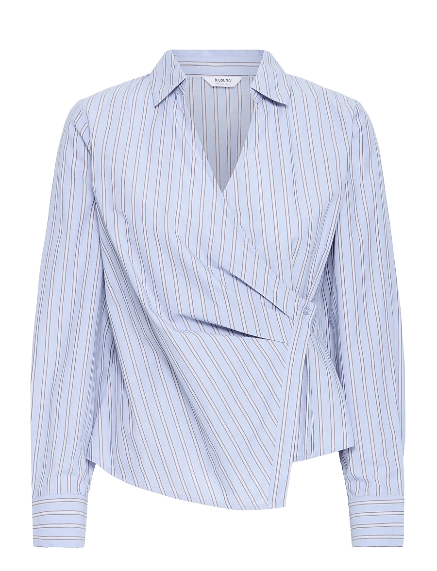 b.young - BYHENE WRAP SHIRT - langærmede skjorter - chambray blue stripe - 1